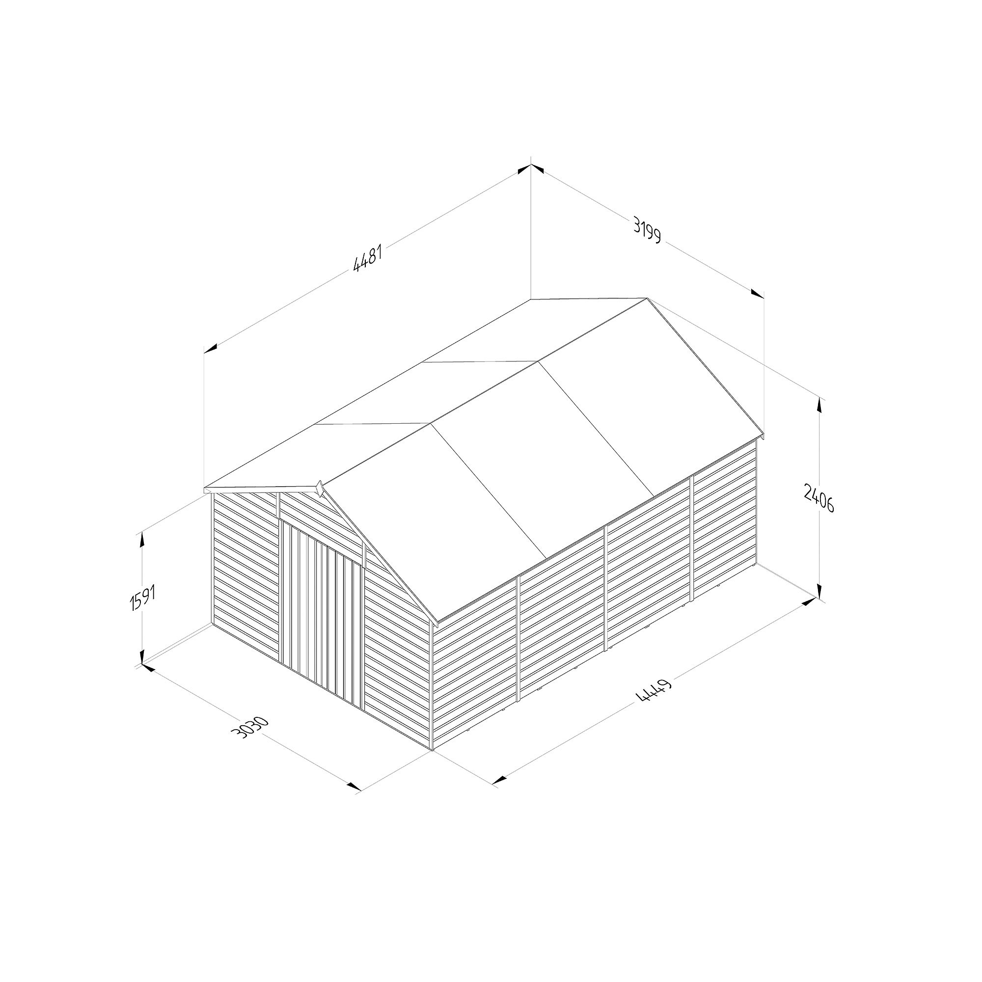 Forest Garden Shiplap 10x15 ft Apex Wooden 2 door Shed with floor (Base included) - Assembly service included