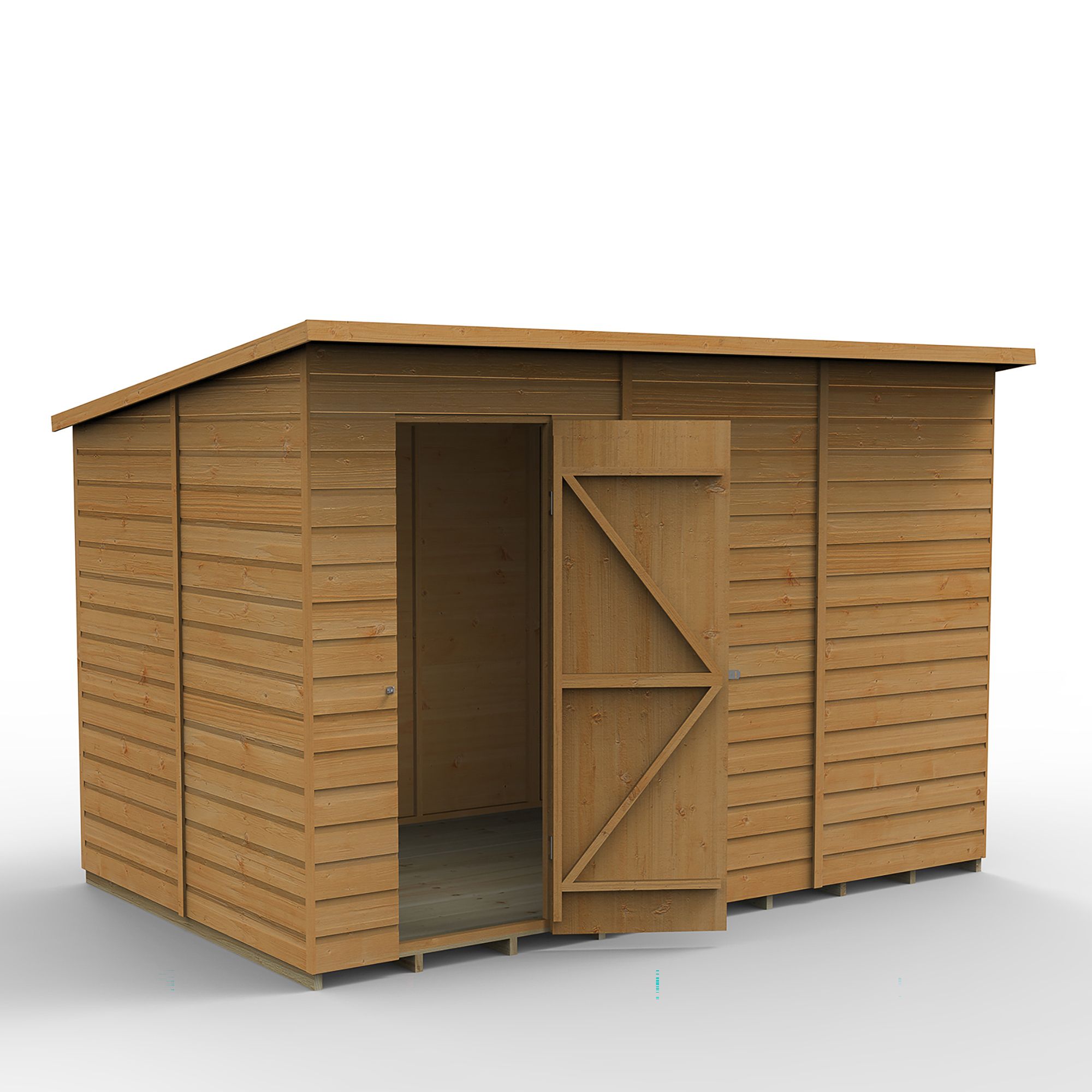 Forest Garden Shiplap 10x6 ft Pent Wooden Shed with floor (Base included) - Assembly service included