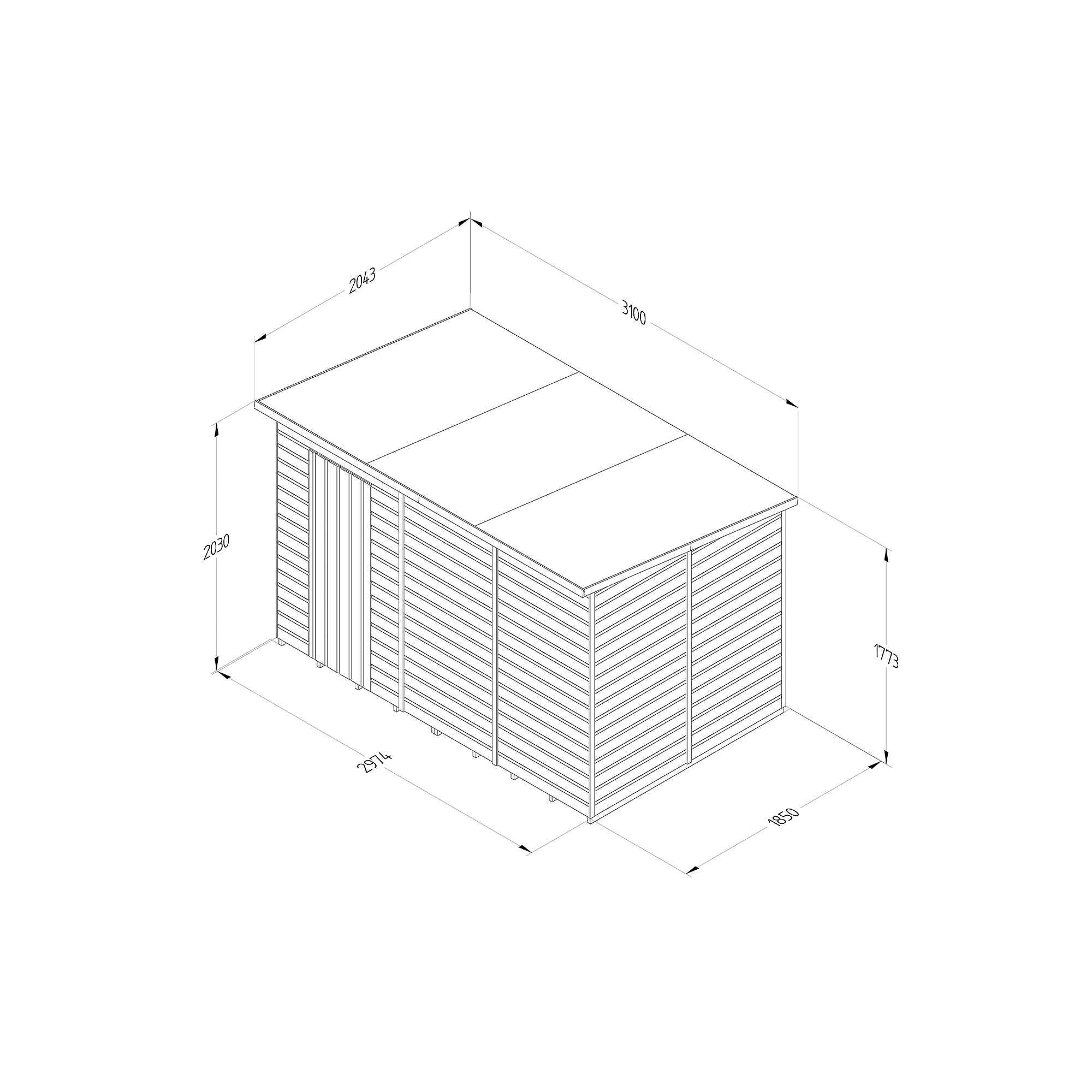 Forest Garden Shiplap 10x6 ft Pent Wooden Shed with floor