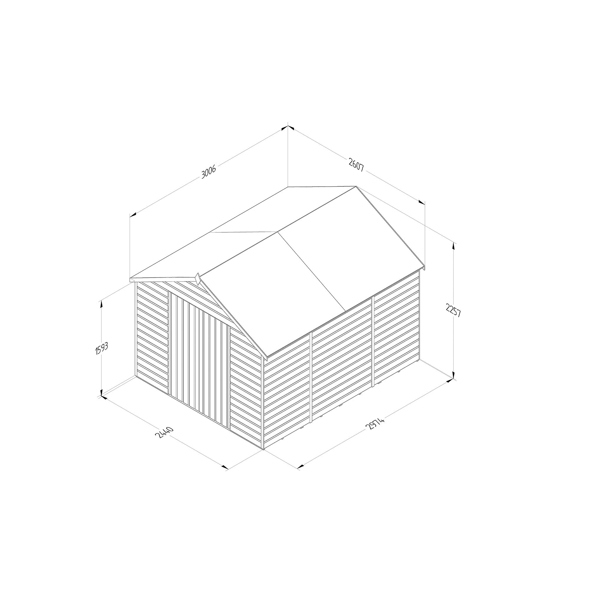 Forest Garden Shiplap 10x8 ft Apex Wooden 2 door Shed with floor