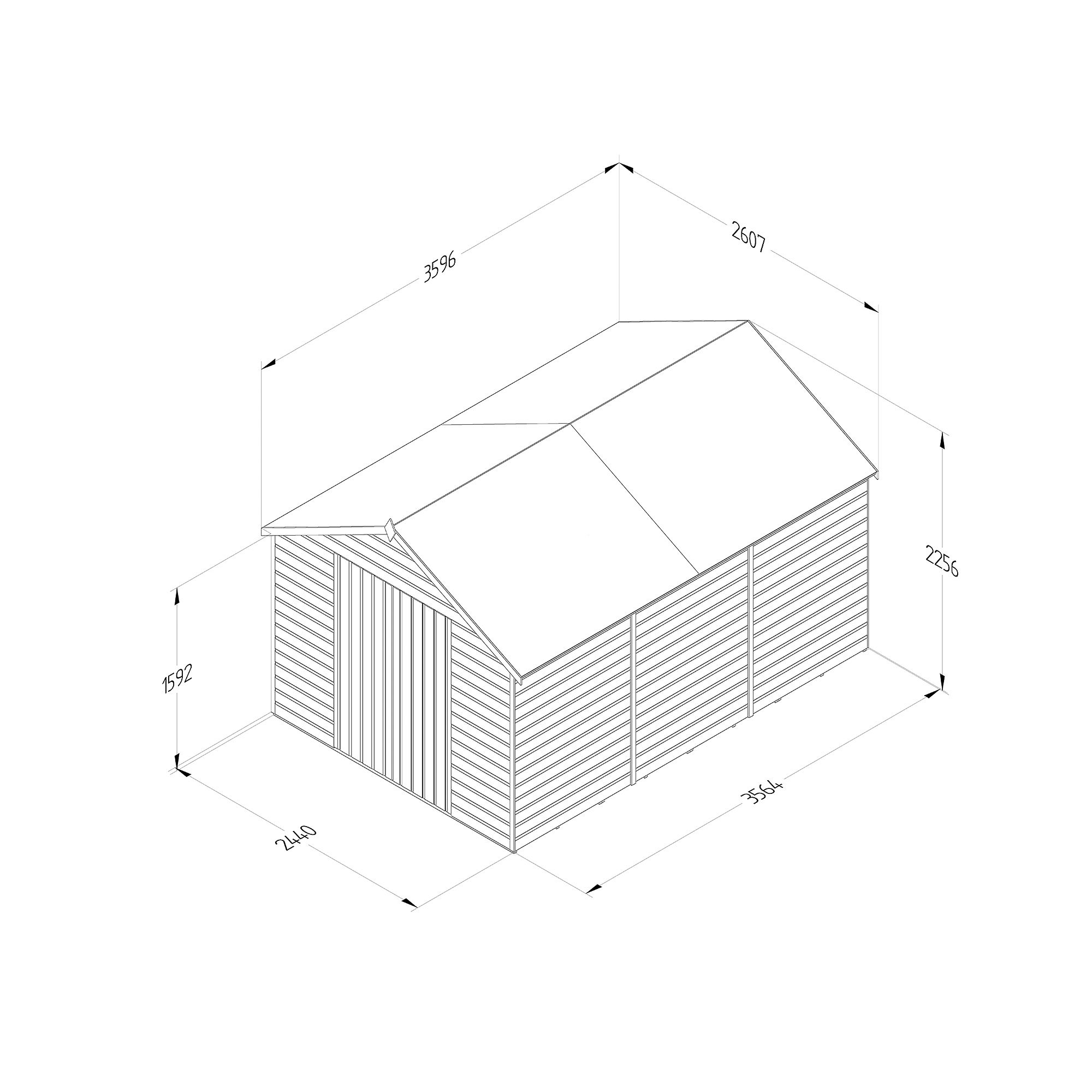 Forest Garden Shiplap 12x8 ft Apex Wooden 2 door Shed with floor (Base included) - Assembly service included