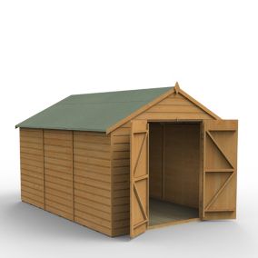 Forest Garden Shiplap 12x8 ft Apex Wooden 2 door Shed with floor (Base included)