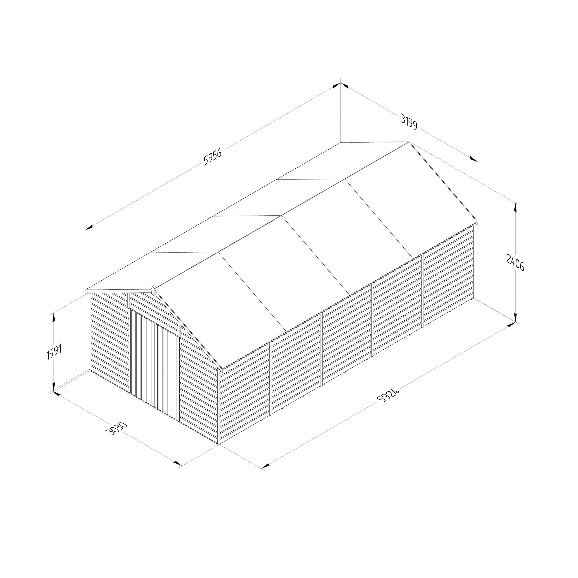 Forest Garden Shiplap 20x10 ft Apex Wooden 2 door Shed with floor (Base included) - Assembly service included