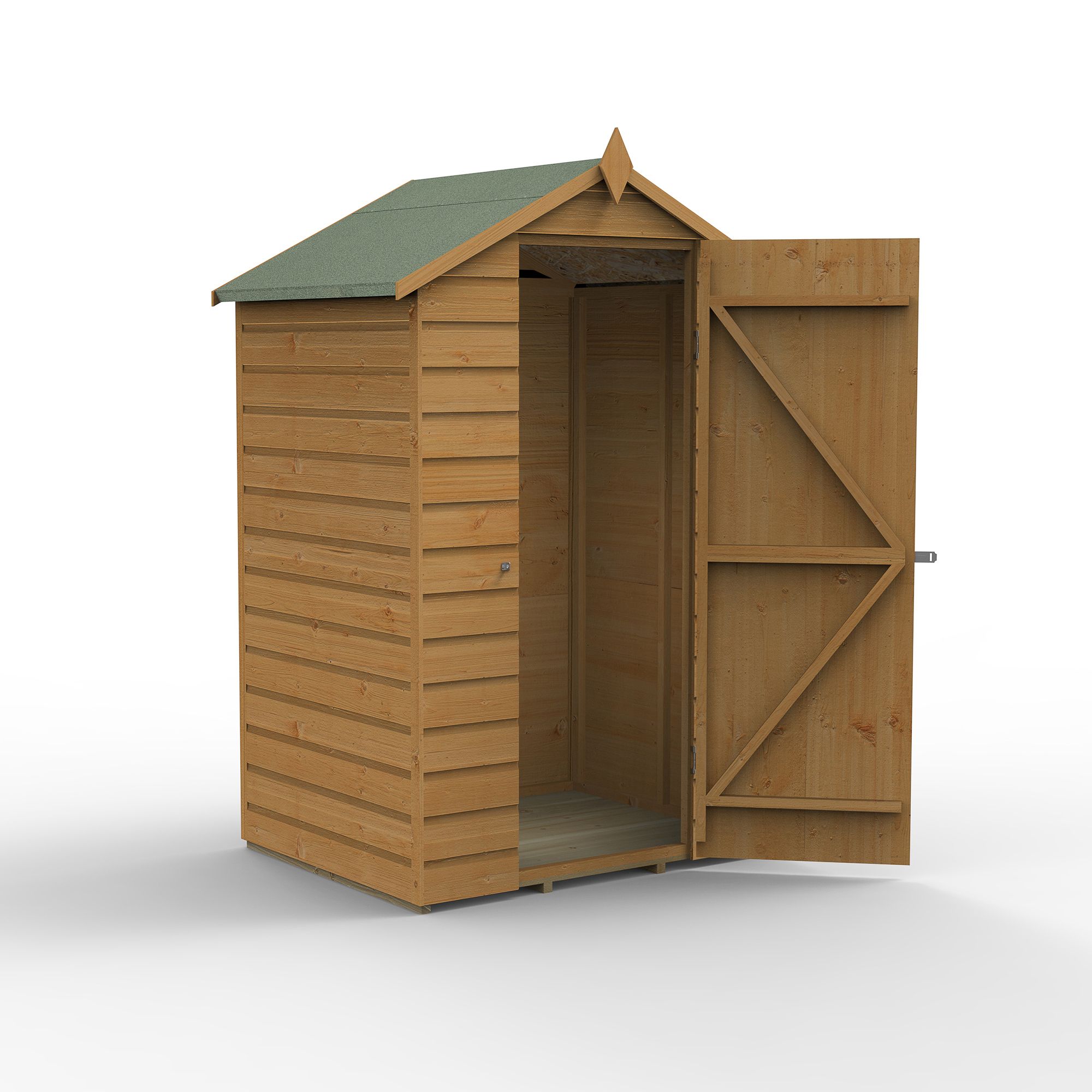 Forest Garden Shiplap 4x3 ft Apex Wooden Shed with floor (Base included)