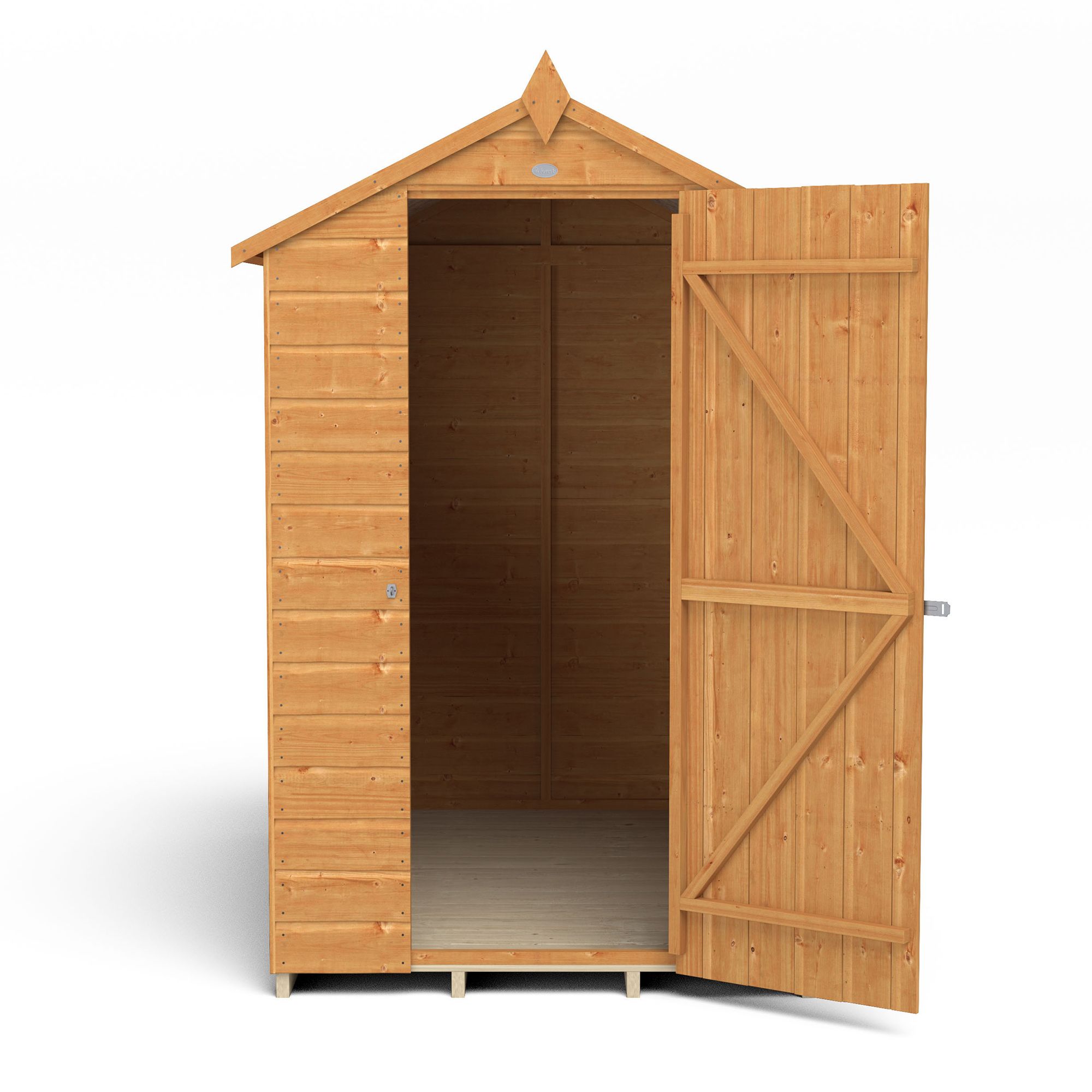 Forest Garden Shiplap 6x4 ft Apex Wooden Dip treated Shed with floor & 1 window (Base included)