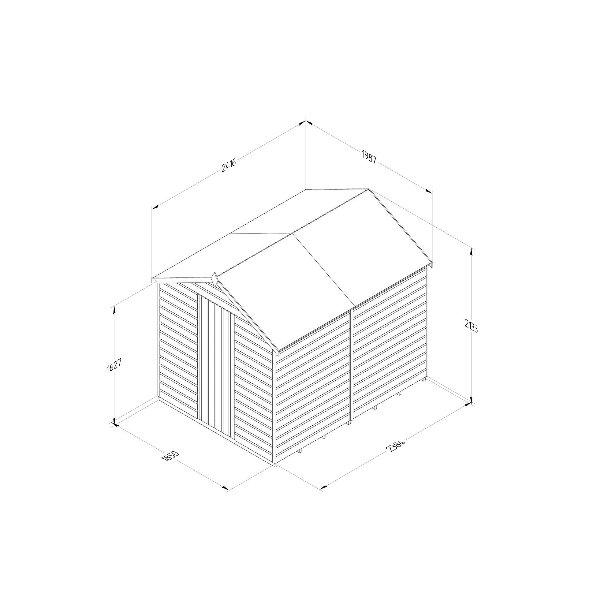 Forest Garden Shiplap 6x4 ft Apex Wooden Dip treated Shed with floor & 1 window (Base included)