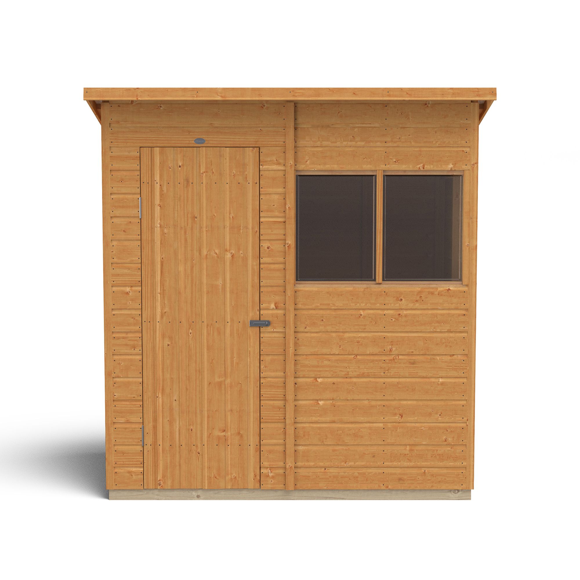 Forest Garden Shiplap 6x4 ft Pent Wooden Shed with floor & 2 windows (Base included) - Assembly service included