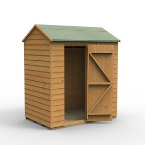 Forest Garden Shiplap 6x4 ft Reverse apex Wooden Shed with floor (Base included) - Assembly service included
