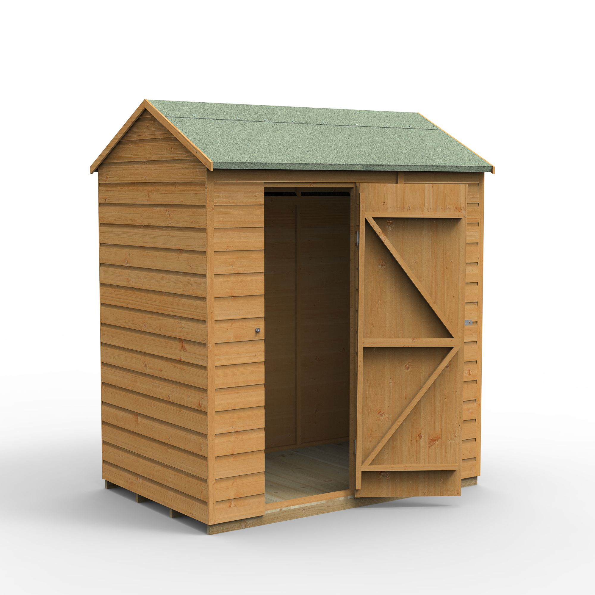 Forest Garden Shiplap 6x4 ft Reverse apex Wooden Shed with floor