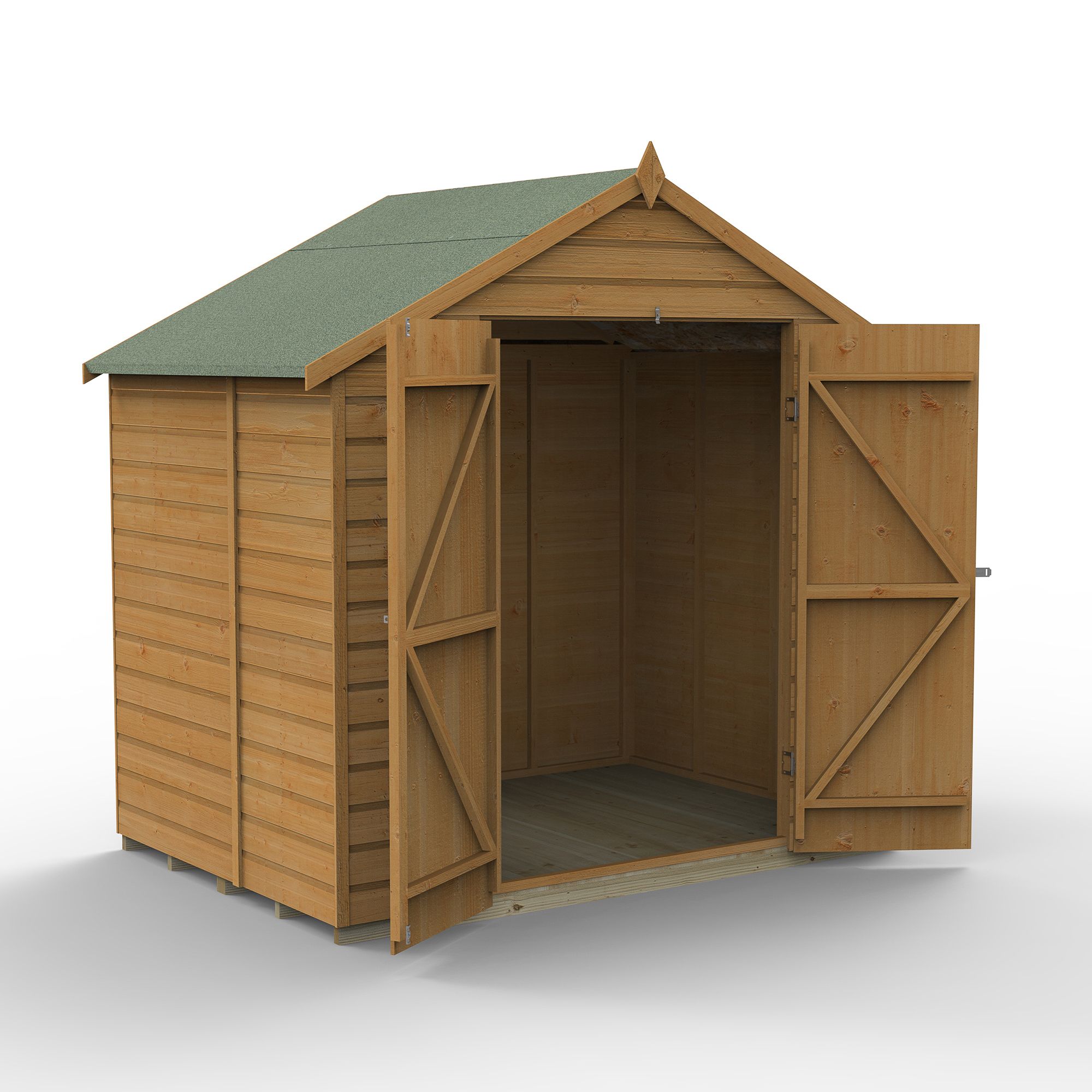 Forest Garden Shiplap 7x5 ft Apex Wooden 2 door Shed with floor