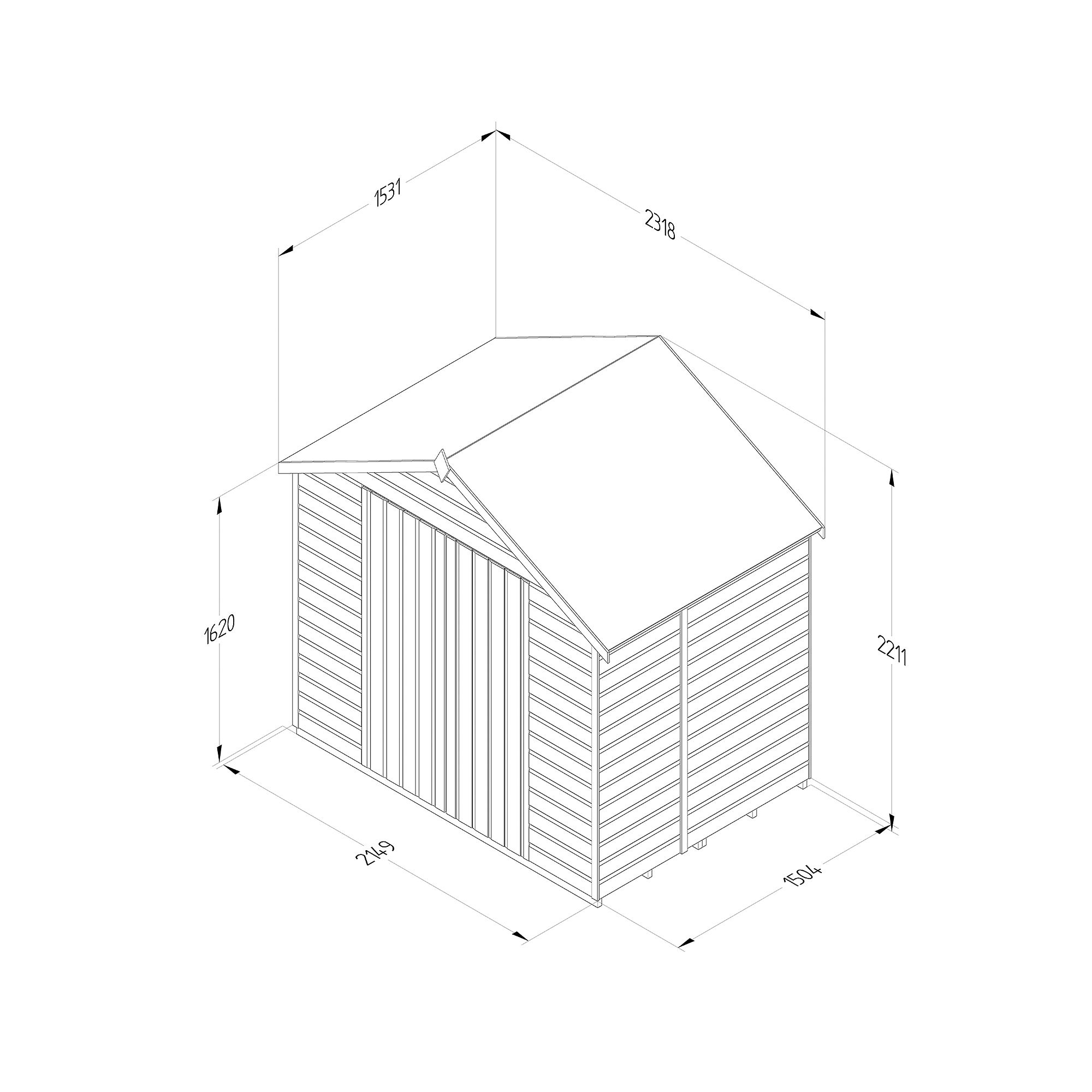 Forest Garden Shiplap 7x5 ft Apex Wooden 2 door Shed with floor