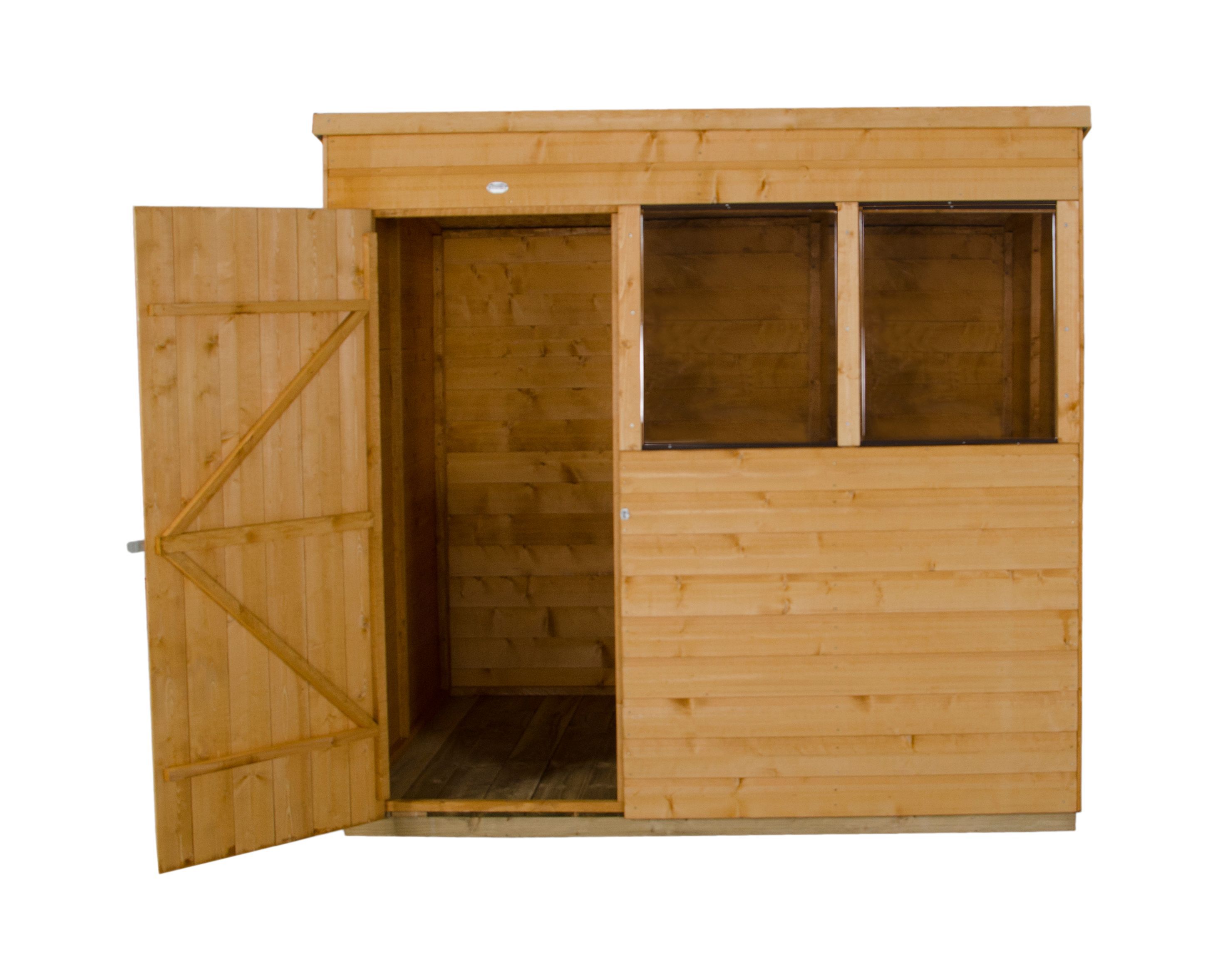Forest Garden Shiplap 7x5 ft Pent Wooden Dip treated Shed with floor & 2 windows - Assembly service included