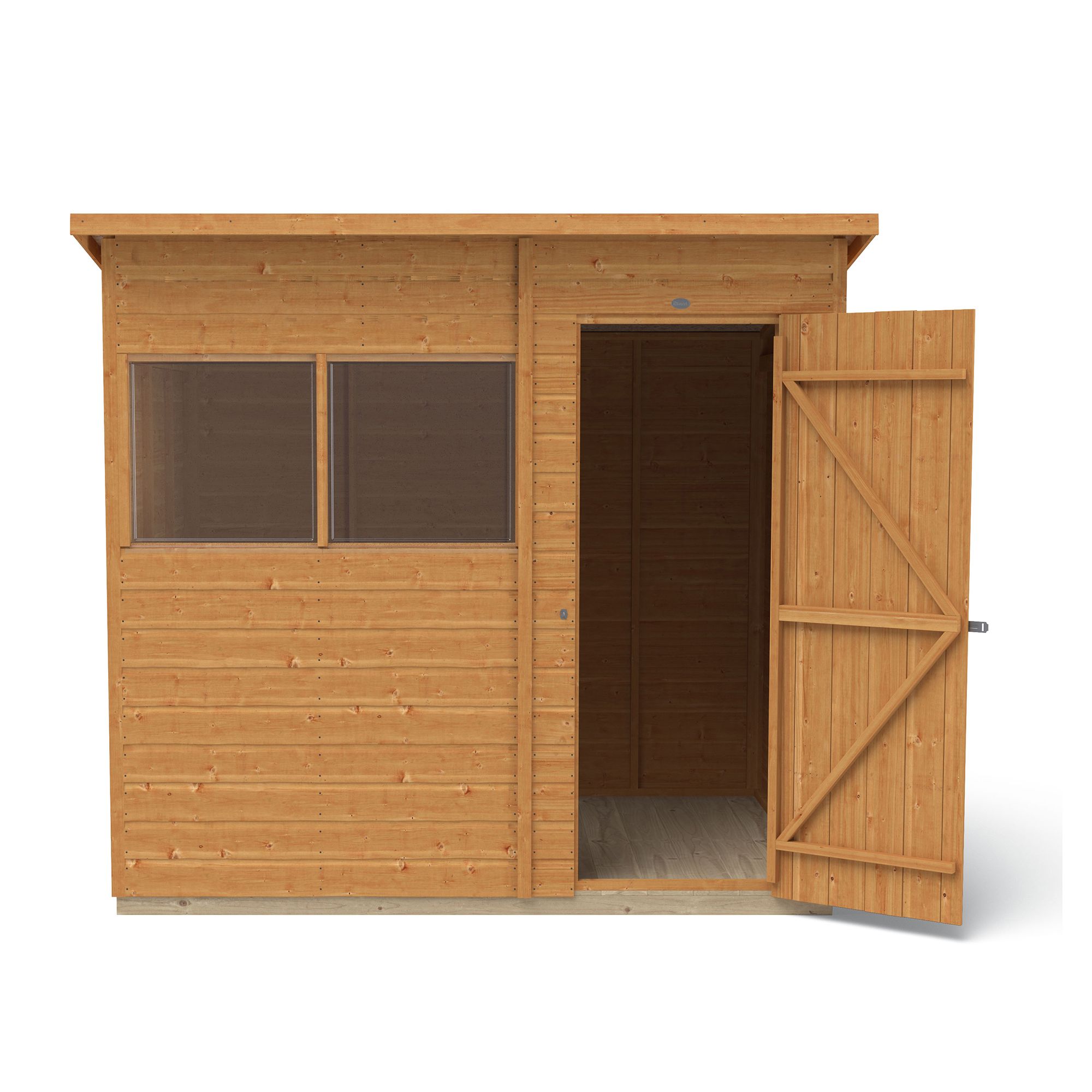 Forest Garden Shiplap 7x5 ft Pent Wooden Shed with floor & 2 windows (Base included)