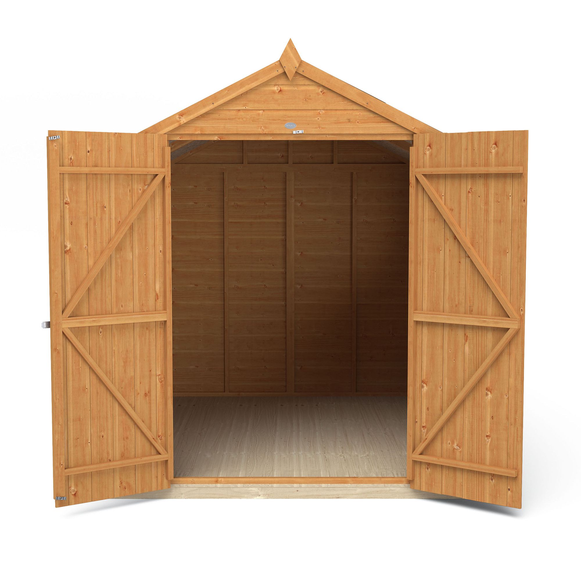 Forest Garden Shiplap 8x6 ft Apex Wooden 2 door Shed with floor & 2 windows (Base included)