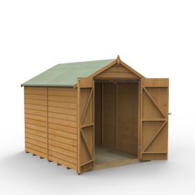 Forest Garden Shiplap 8x6 ft Apex Wooden 2 door Shed with floor (Base included) - Assembly service included