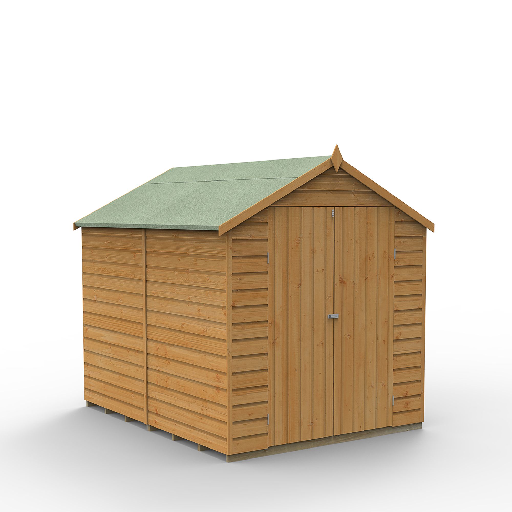 Forest Garden Shiplap 8x6 ft Apex Wooden 2 door Shed with floor (Base included) - Assembly service included