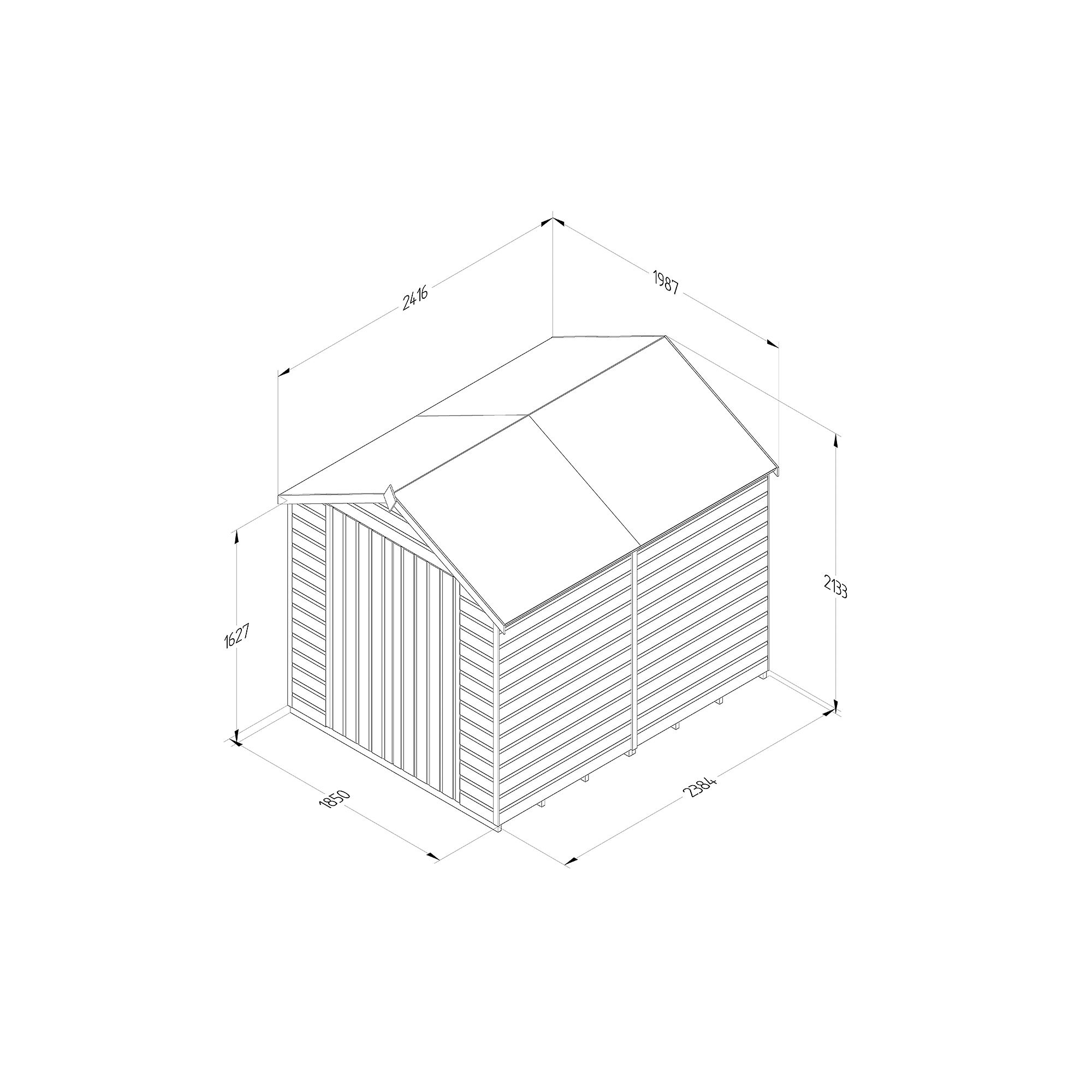 Forest Garden Shiplap 8x6 ft Apex Wooden 2 door Shed with floor (Base included) - Assembly service included