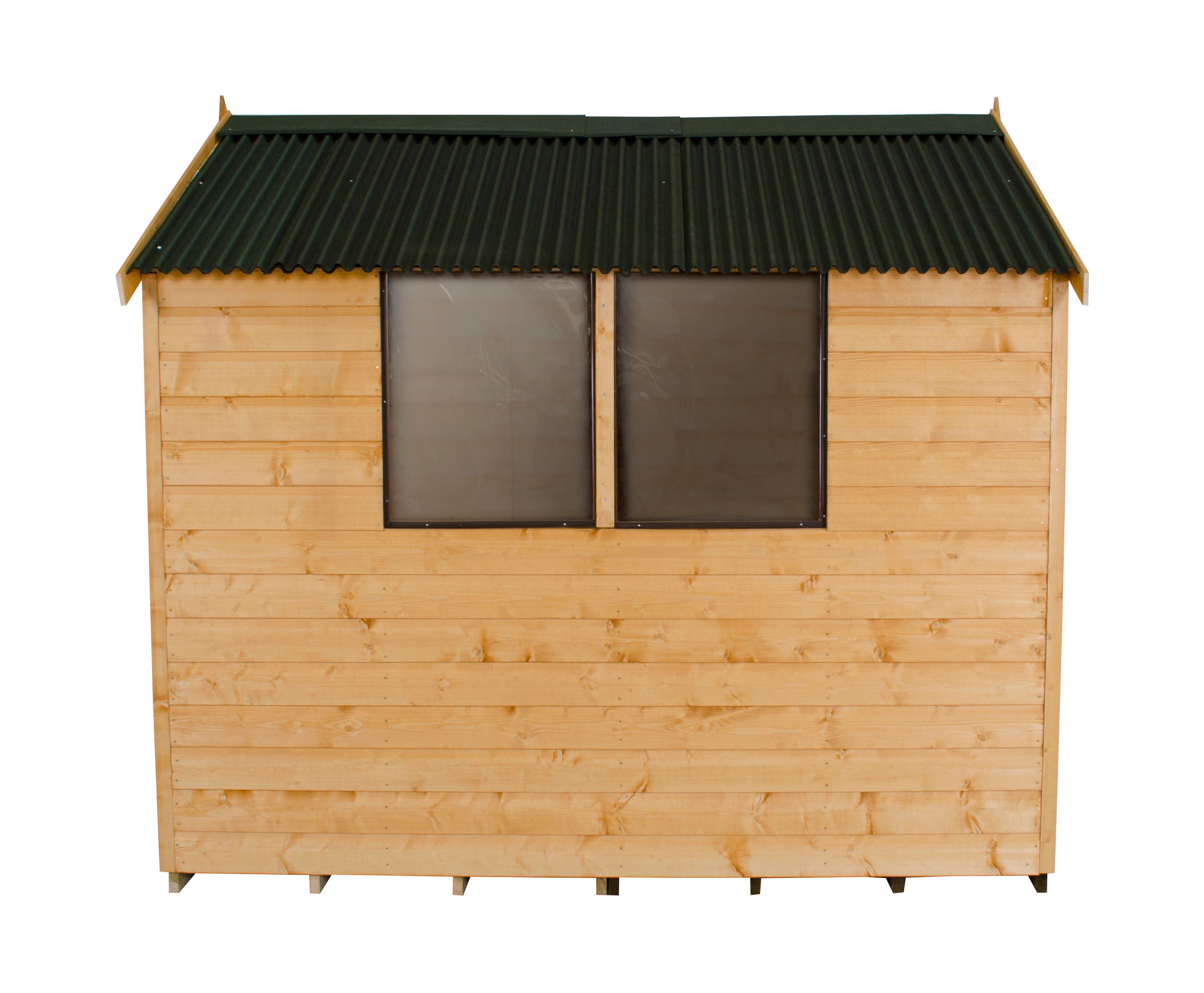 Forest Garden Shiplap 8x6 ft Apex Wooden Dip treated Shed with floor & 2 windows - Assembly service included
