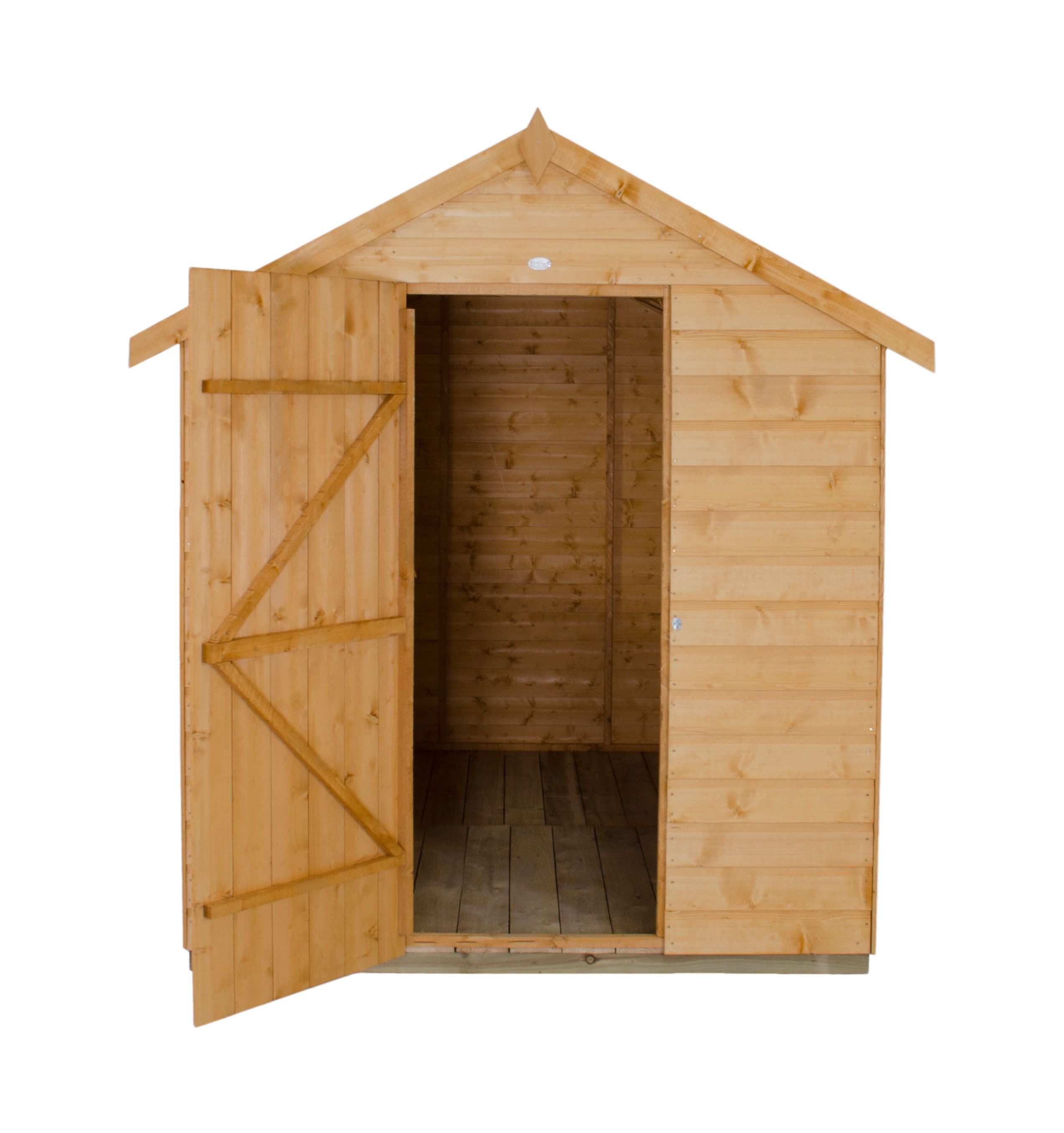Forest Garden Shiplap 8x6 ft Apex Wooden Dip treated Shed with floor & 2 windows - Assembly service included