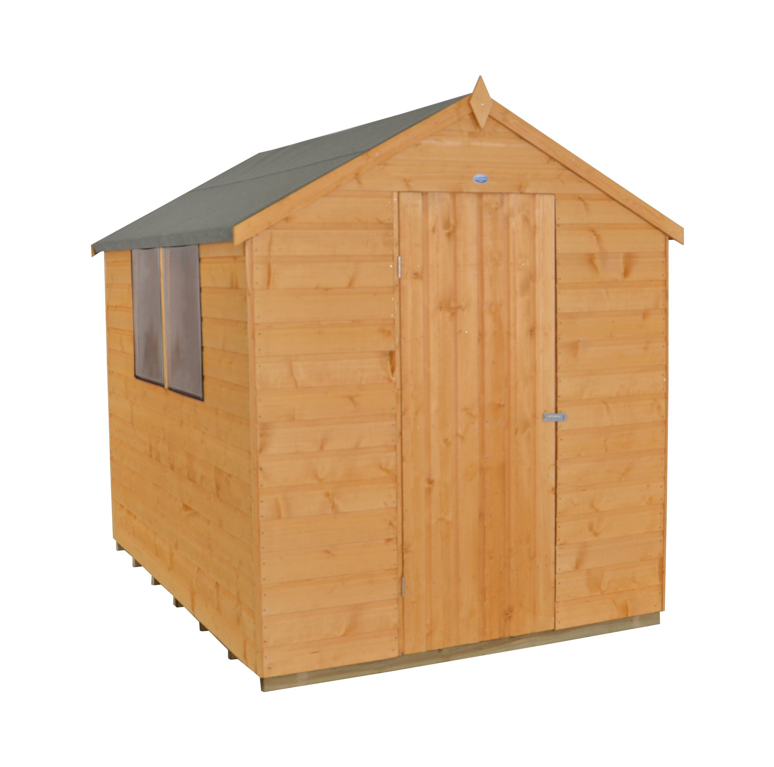 Forest Garden Shiplap 8x6 ft Apex Wooden Dip treated Shed with floor & 2 windows (Base included) - Assembly service included