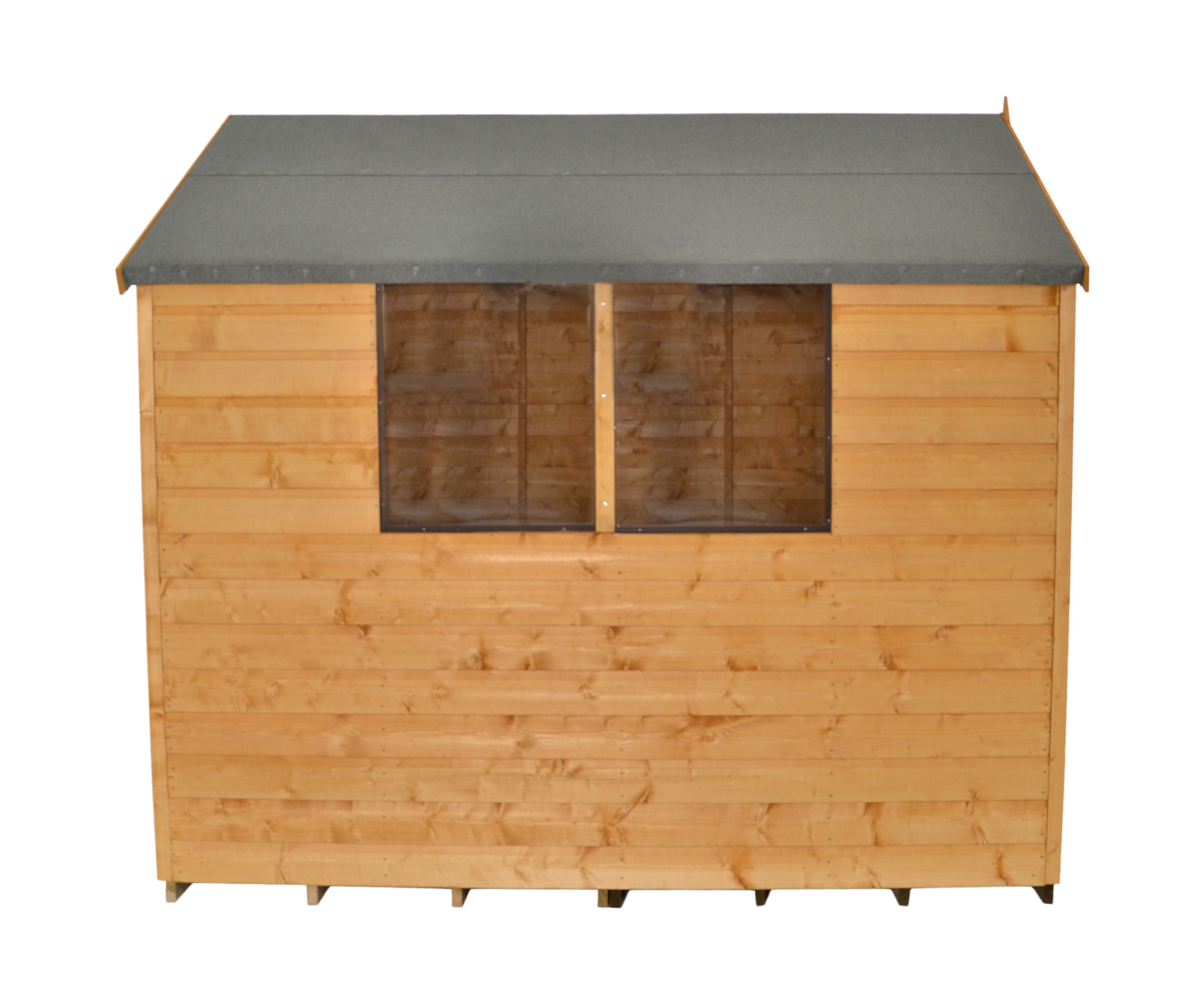 Forest Garden Shiplap 8x6 ft Apex Wooden Dip treated Shed with floor & 2 windows (Base included) - Assembly service included
