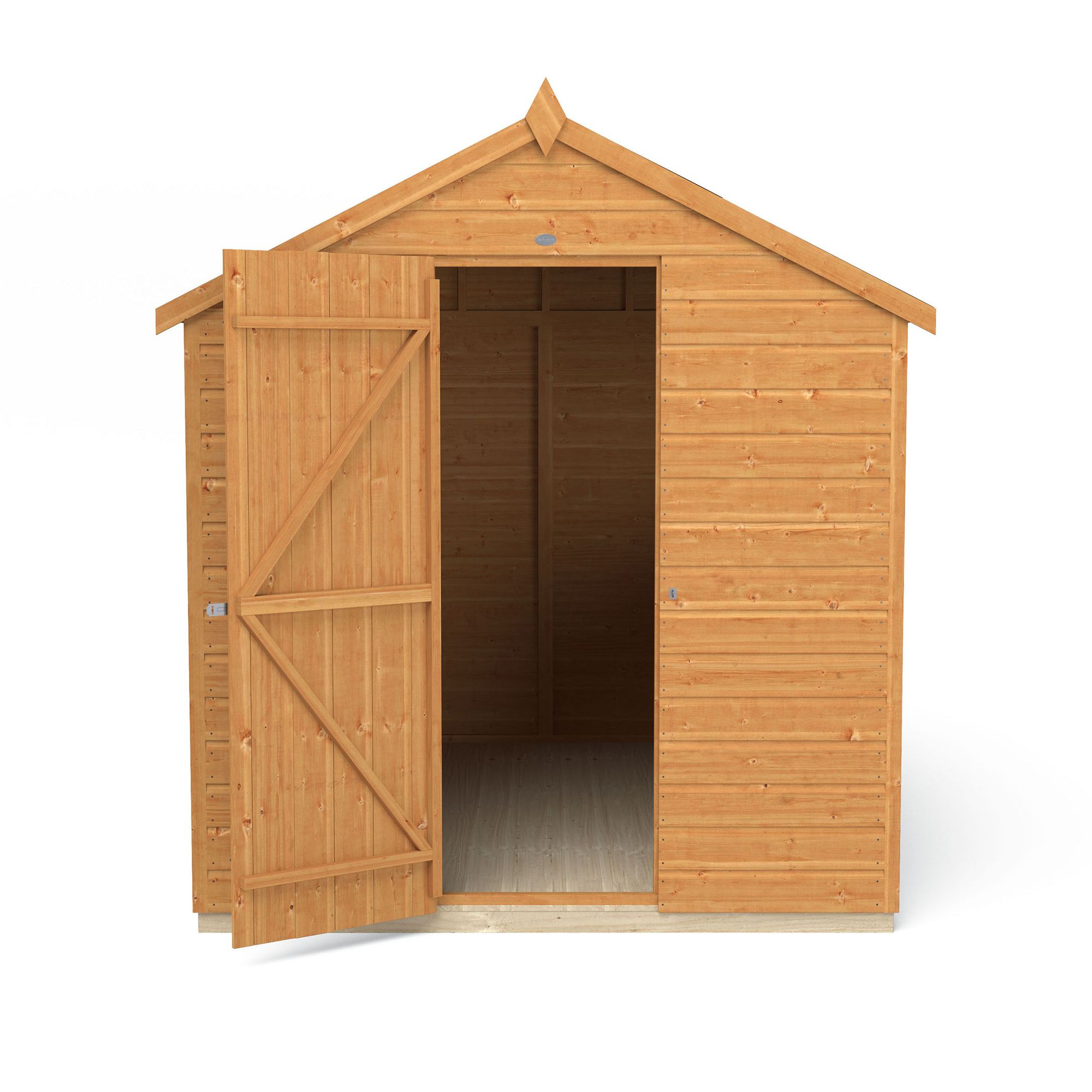 Forest Garden Shiplap 8x6 ft Apex Wooden Shed with floor & 2 windows