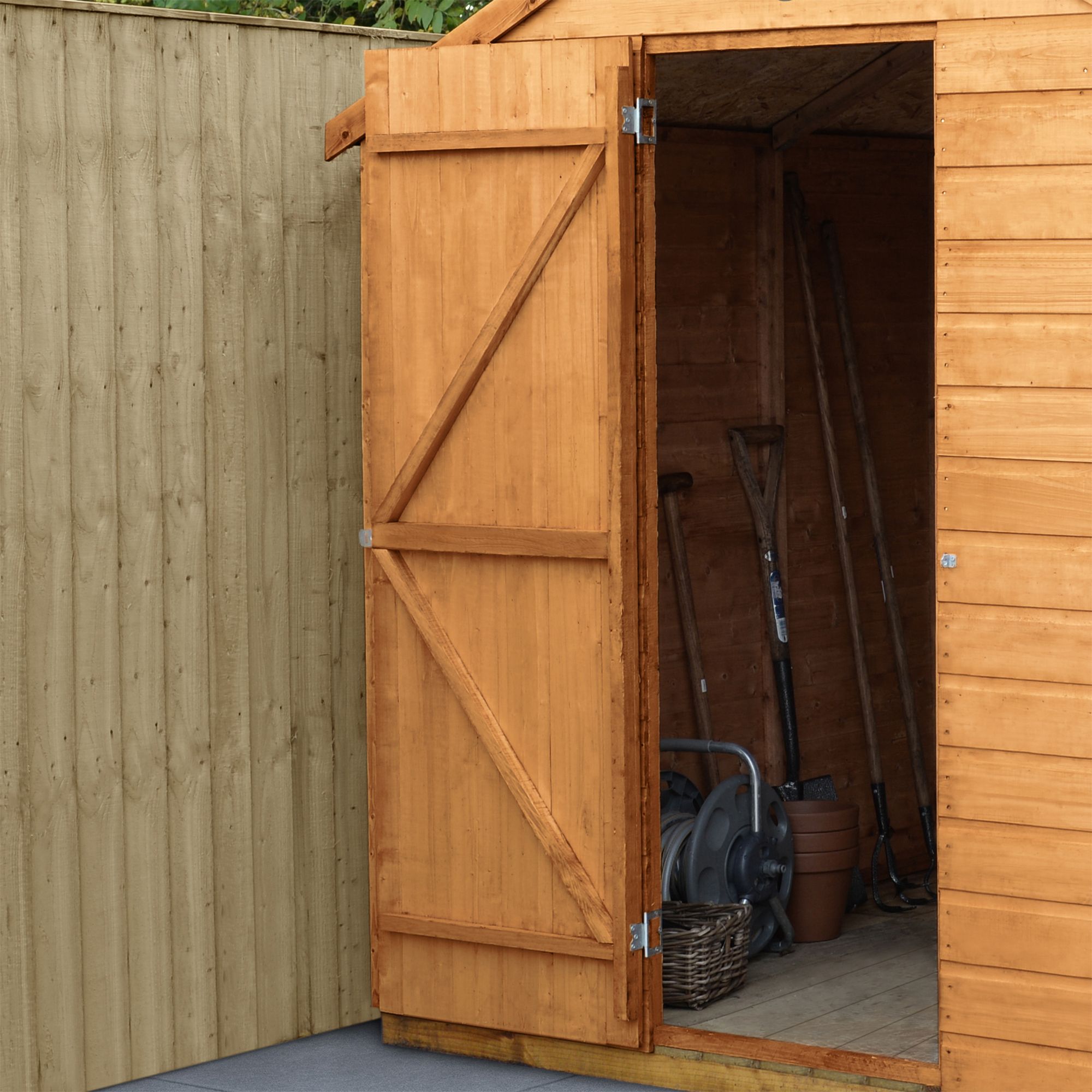 Forest Garden Shiplap 8x6 ft Apex Wooden Shed with floor & 2 windows