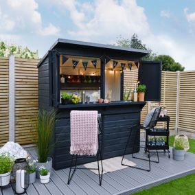 Forest Garden Shiplap garden bar 6x3 ft with Single door Reverse apex Wooden Garden bar - Assembly not required