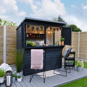 Forest Garden Shiplap garden bar 6x3 ft with Single door Reverse apex Wooden Garden bar