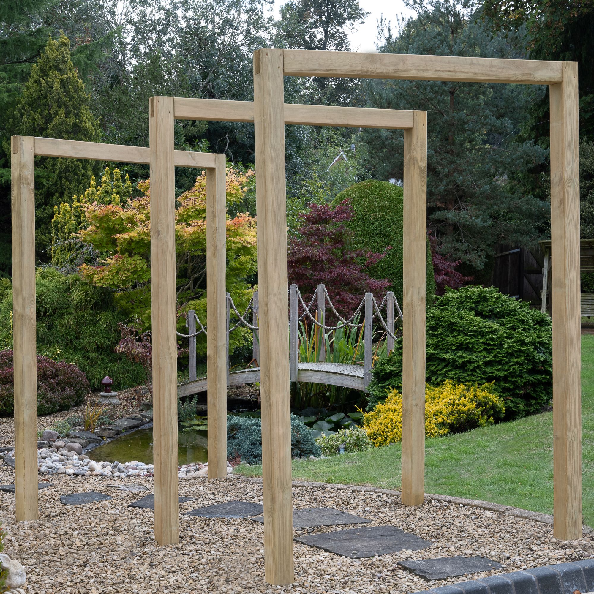 Forest Garden Sleeper European softwood Arch (H) 240cm x (W) 160cm Set of 3