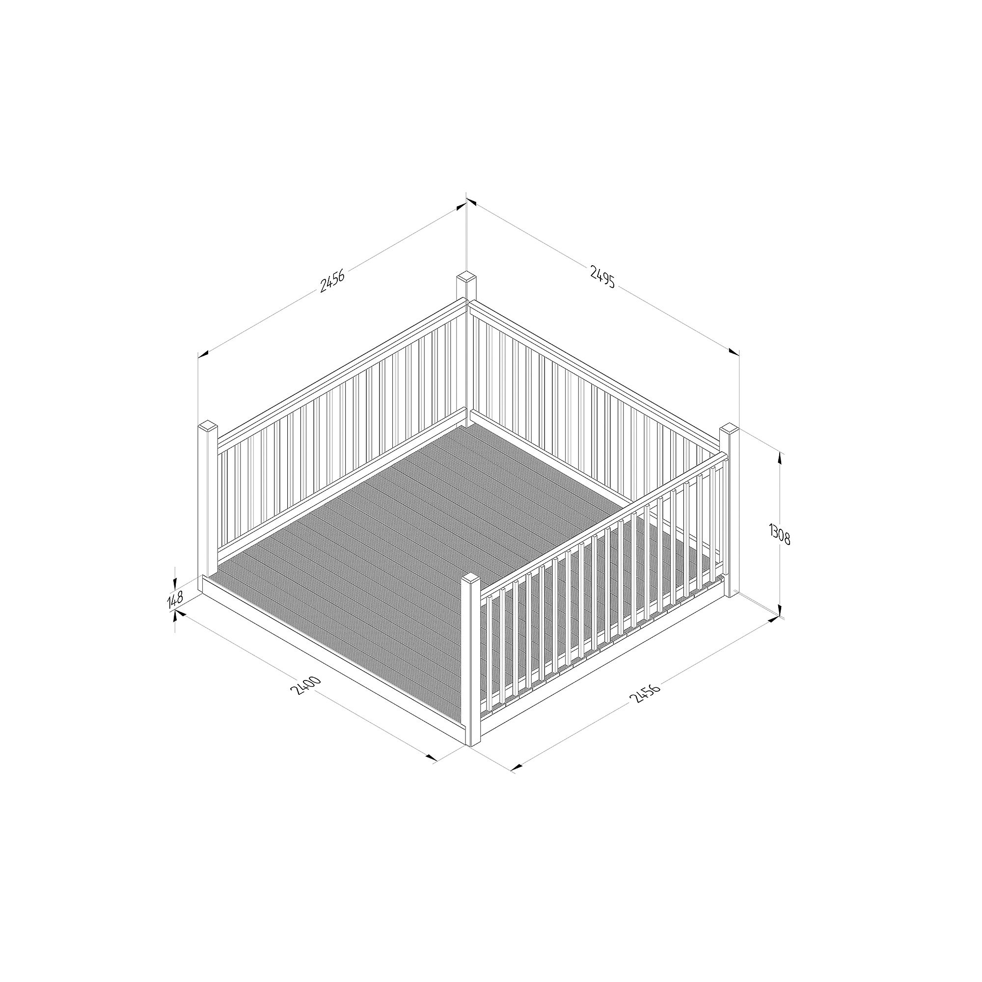 Forest Garden Softwood Decking kit x3 Balustrade (L) 1.31m x (W) 2.46m