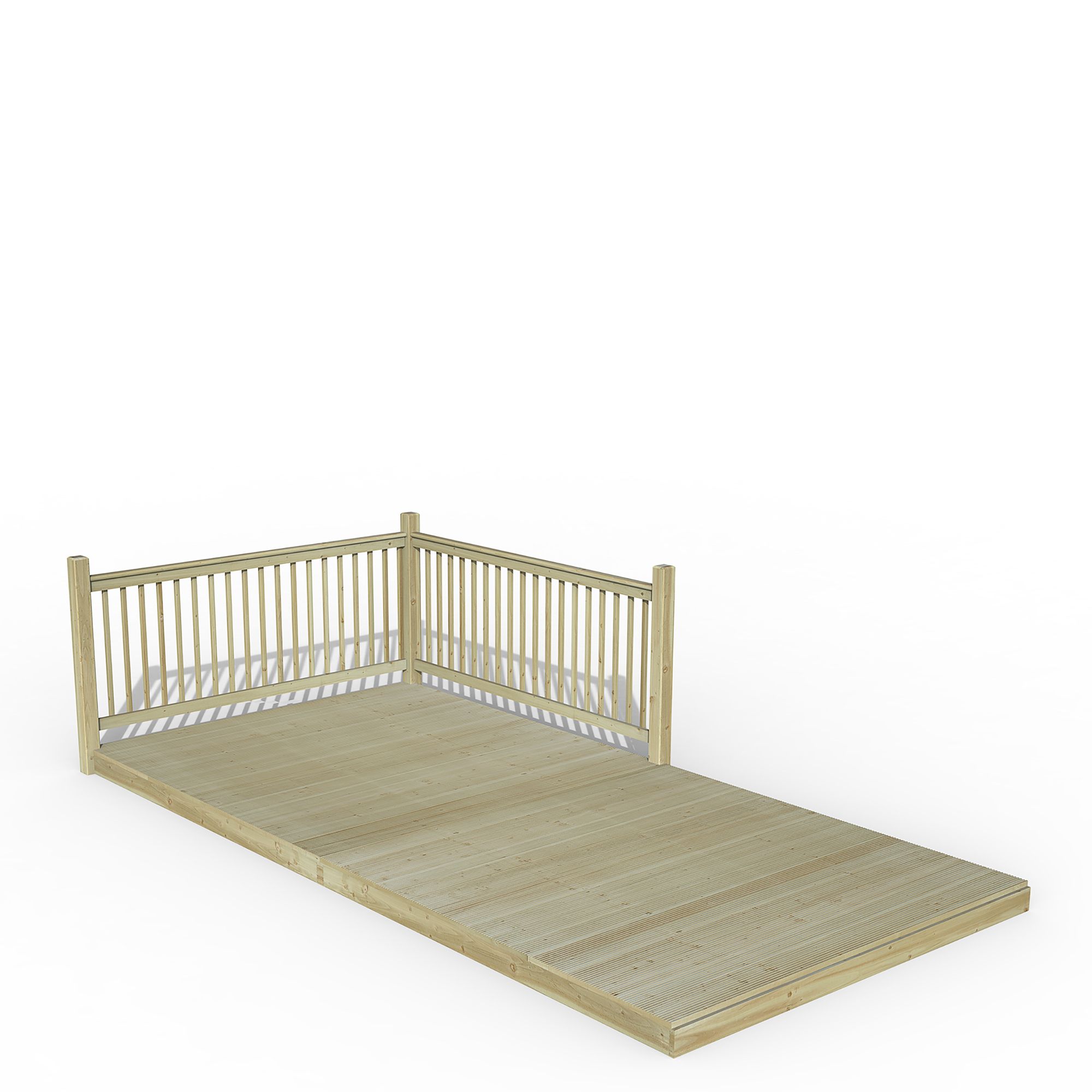 Forest Garden Softwood Decking kit, x3 Post x2 Balustrade (L) 1.31m x (W) 4.91m