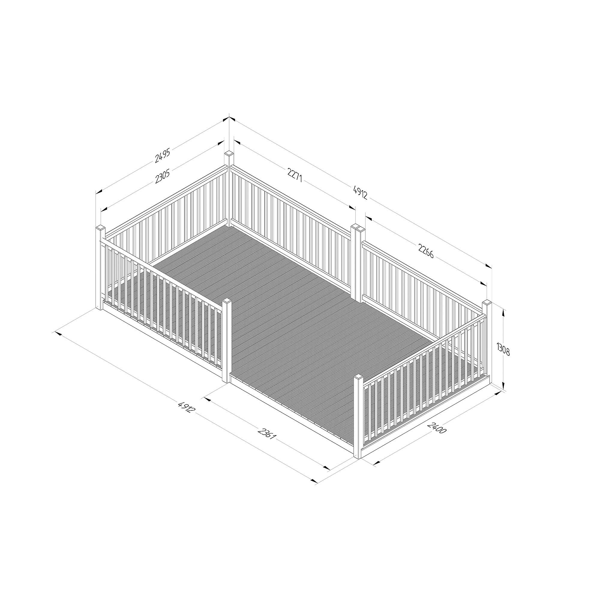 Forest Garden Softwood Decking kit x5 Balustrade (L) 1.31m x (W) 4.91m