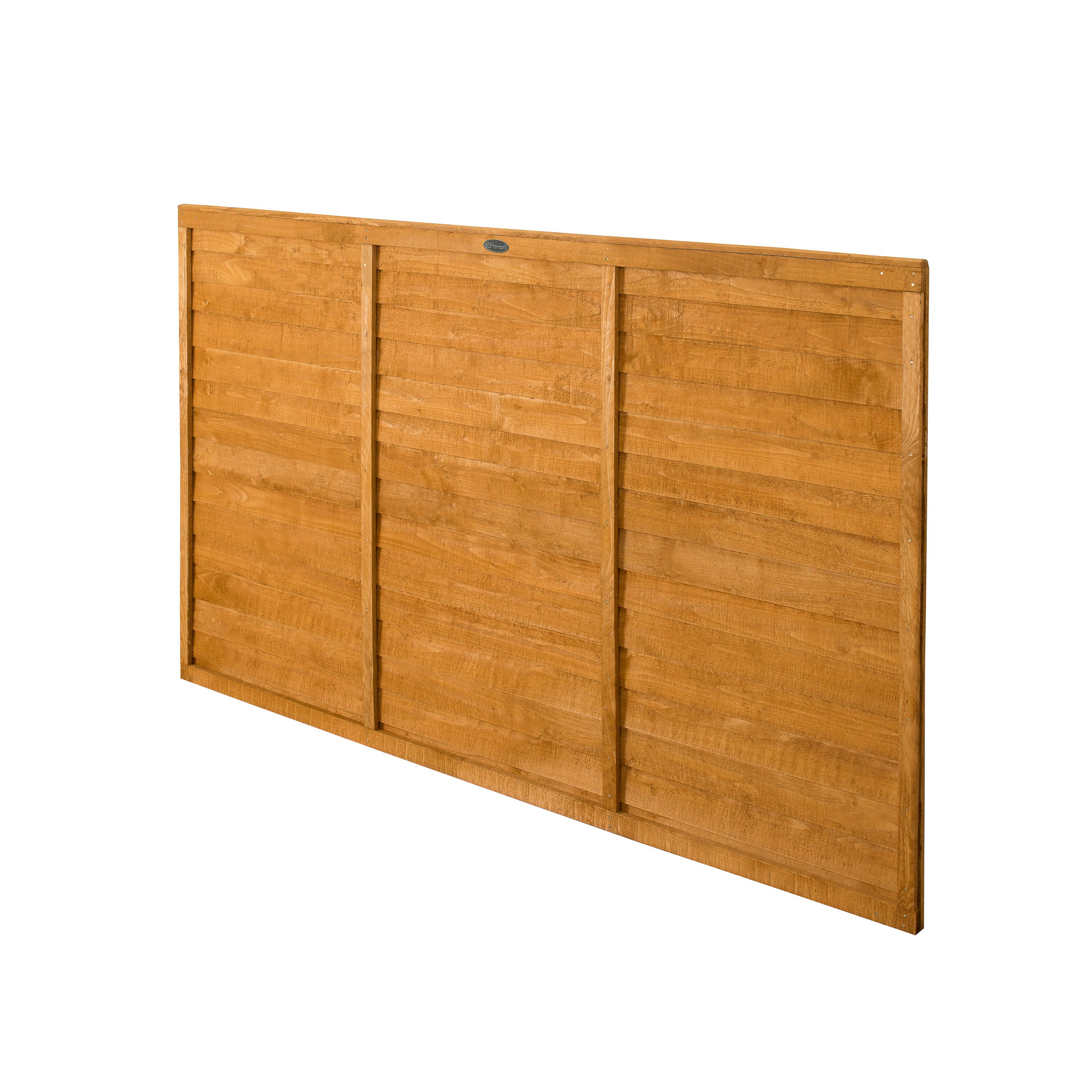 Forest Garden Straight edge Contemporary Lap Dip treated 4ft Golden Brown Wooden Fence panel (W)1.83m (H)1.21m