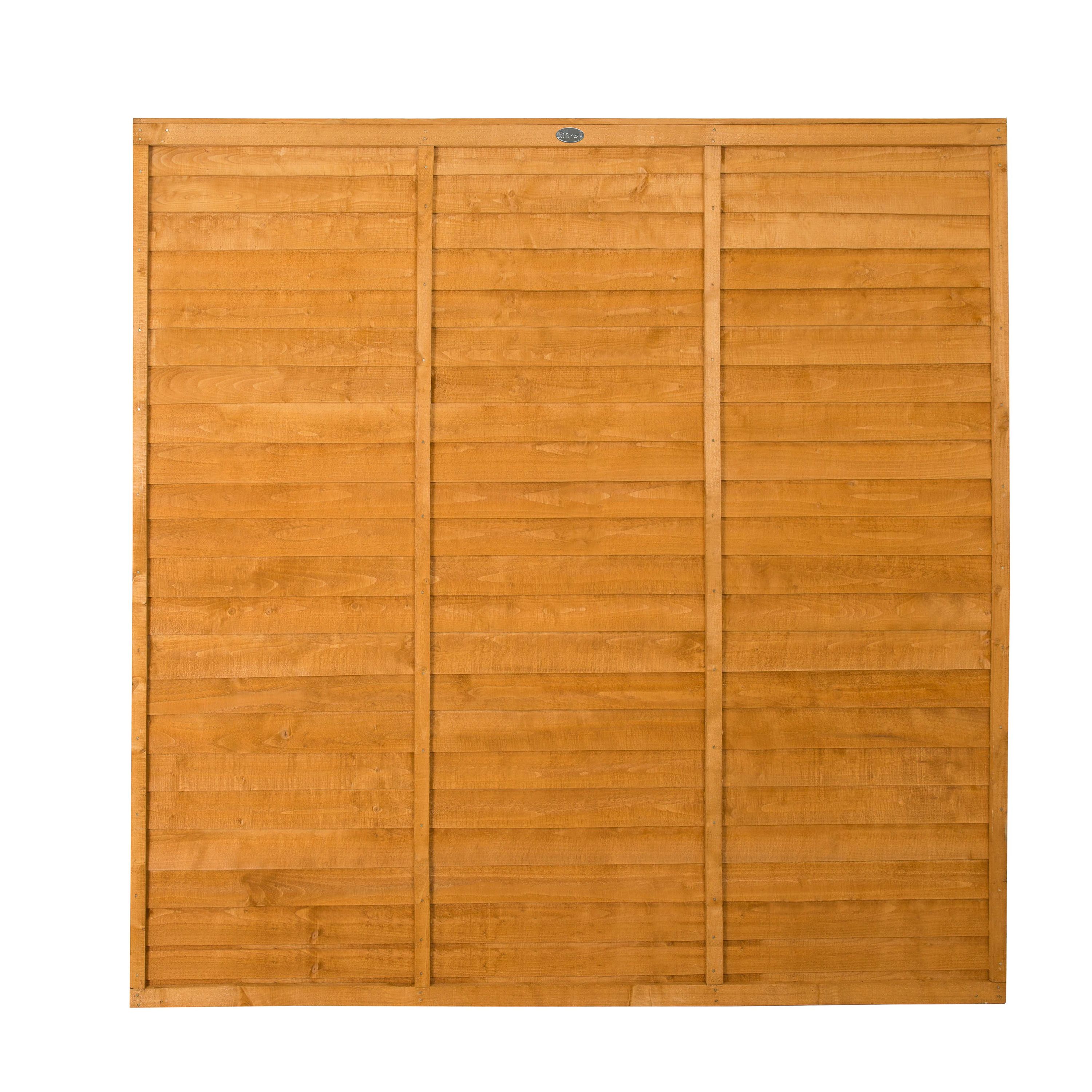 Forest Garden Straight edge Contemporary Lap Dip treated 6ft Golden Brown Wooden Fence panel (W)1.83m (H)1.83m