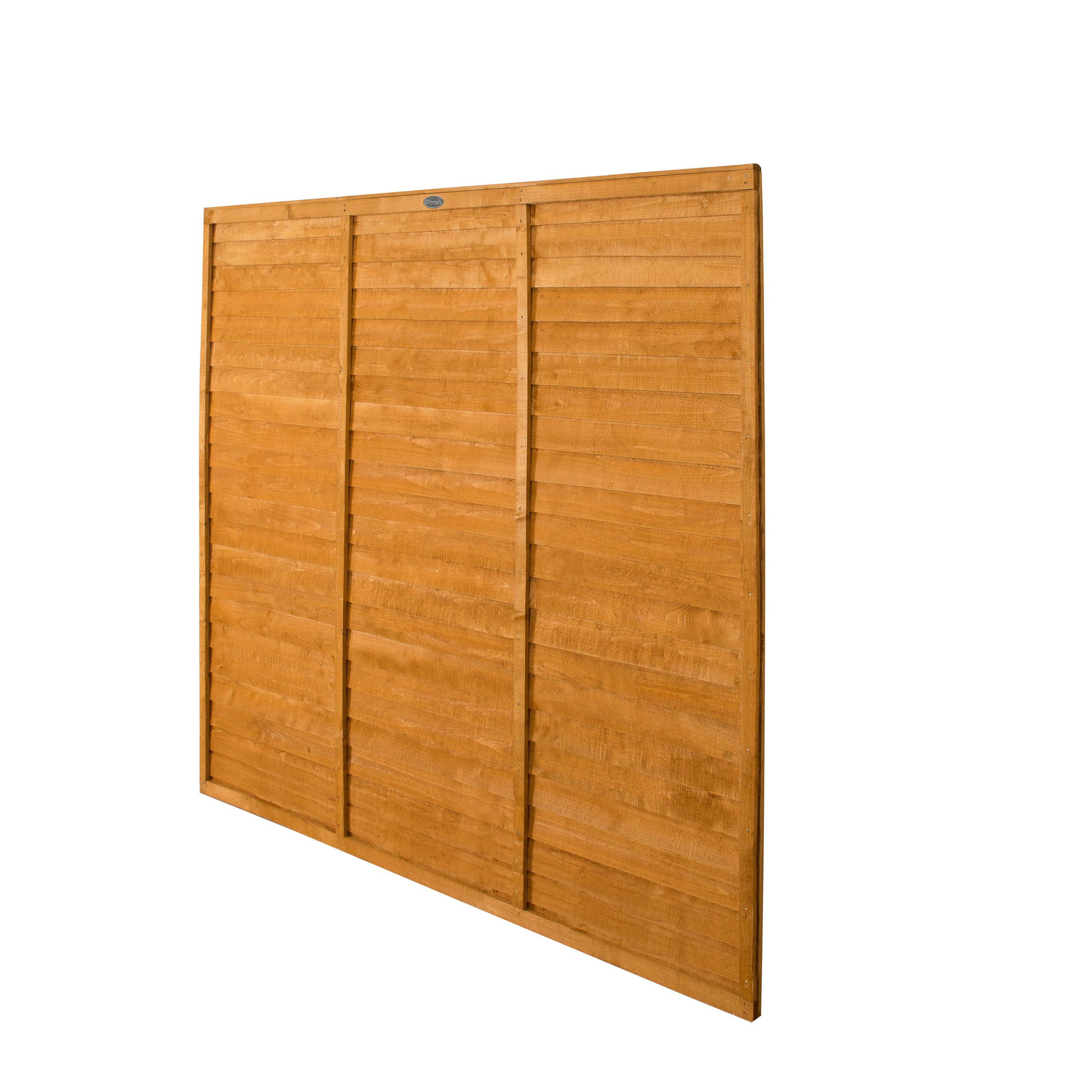 Forest Garden Straight edge Contemporary Lap Dip treated 6ft Golden Brown Wooden Fence panel (W)1.83m (H)1.83m