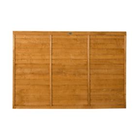 Forest Garden Straight edge Lap Dip treated 4ft Golden Brown Wooden Fence panel (W)1.83m (H)1.21m