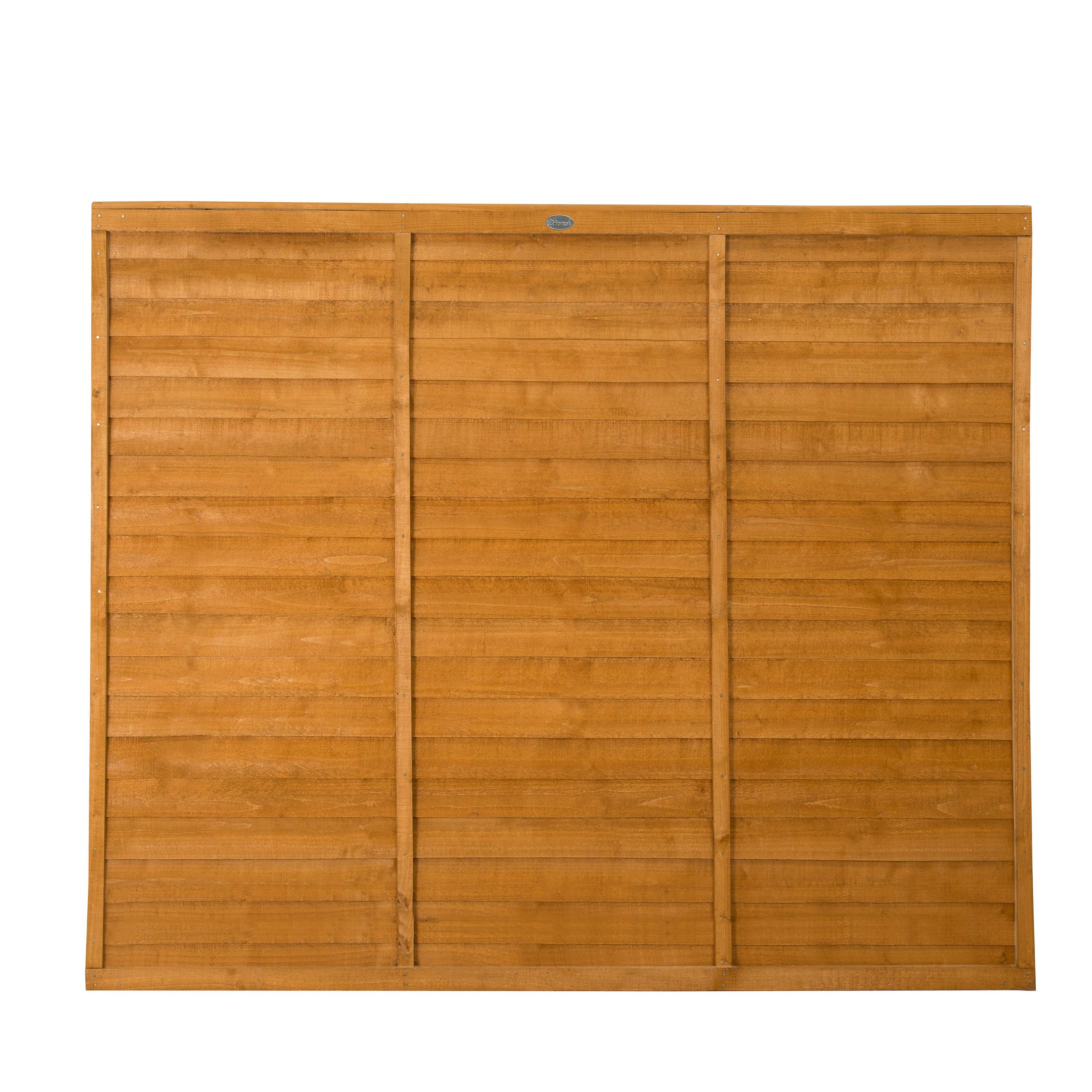 Forest Garden Straight edge Lap Dip treated 5ft Golden Brown Wooden Fence panel (W)1.83m (H)1.52m