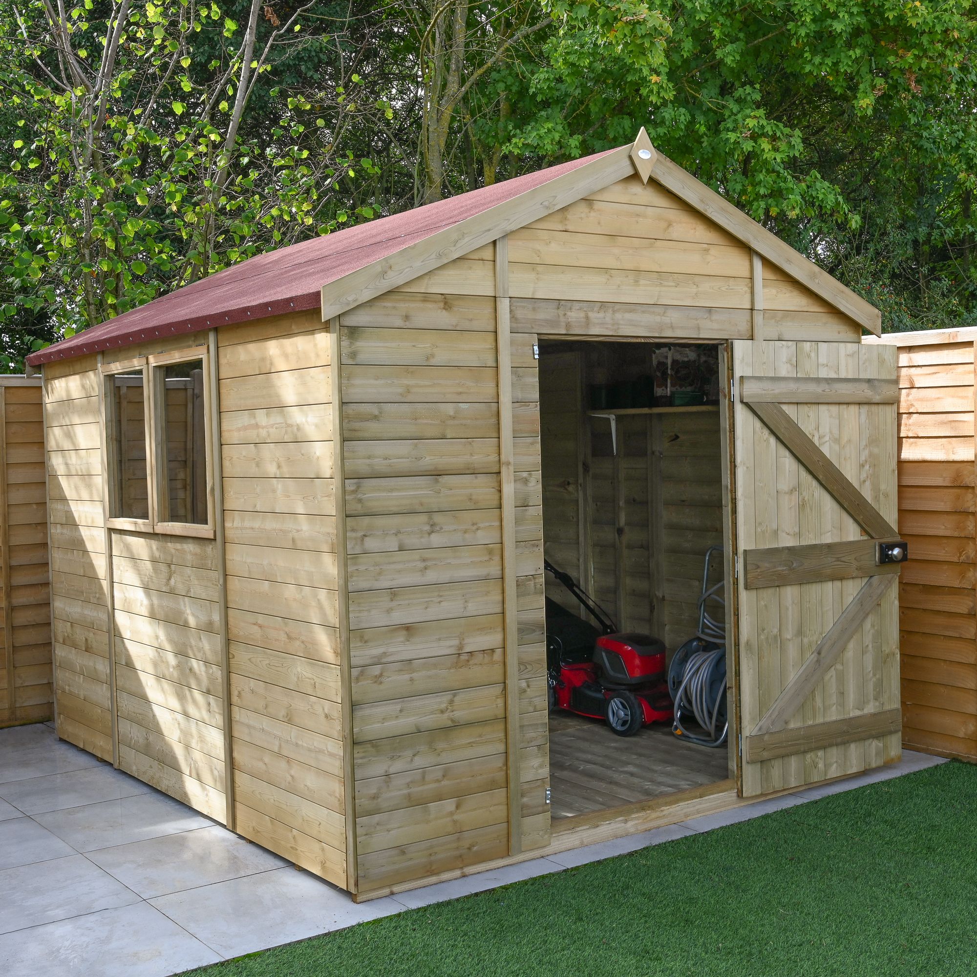 Forest Garden Timberdale 10x8 ft Apex Wooden Shed with floor (Base included) - Assembly service included