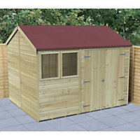 Forest Garden Timberdale 10x8 ft Reverse apex Tongue & groove Wooden 2 door Shed with floor (Base included) - Assembly service included