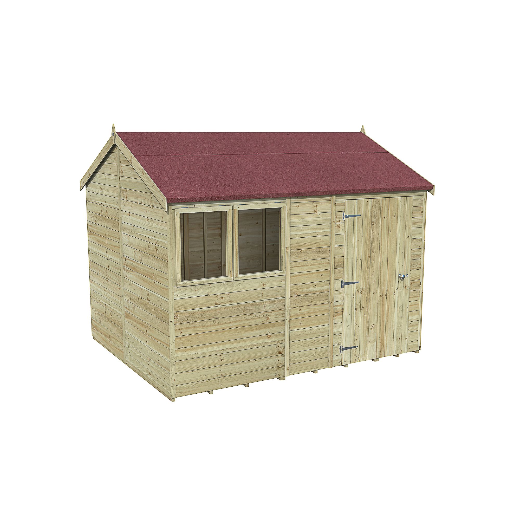Forest Garden Timberdale 10x8 ft Reverse apex Tongue & groove Wooden Shed with floor (Base included) - Assembly service included