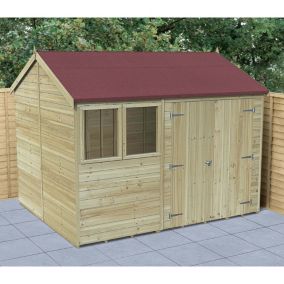 Forest Garden Timberdale 10x8 ft Reverse apex Wooden 2 door Shed with floor (Base included)