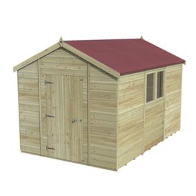 Forest Garden Timberdale 12x8 Apex Pressure treated Tongue & groove Solid wood Shed with floor (Base included) - Assembly service included