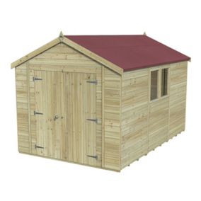 Forest Garden Timberdale 12x8 Apex Pressure treated Tongue & groove Solid wood Shed with floor (Base included) - Assembly service included