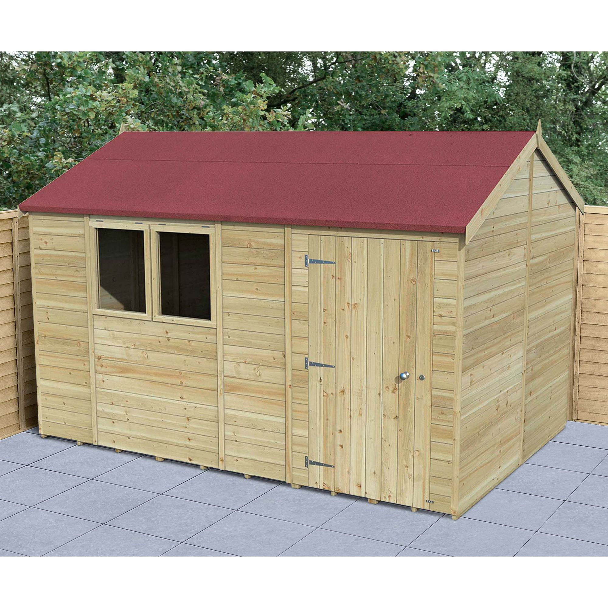 Forest Garden Timberdale 12x8 ft Reverse apex Wooden Shed with floor - Assembly service included