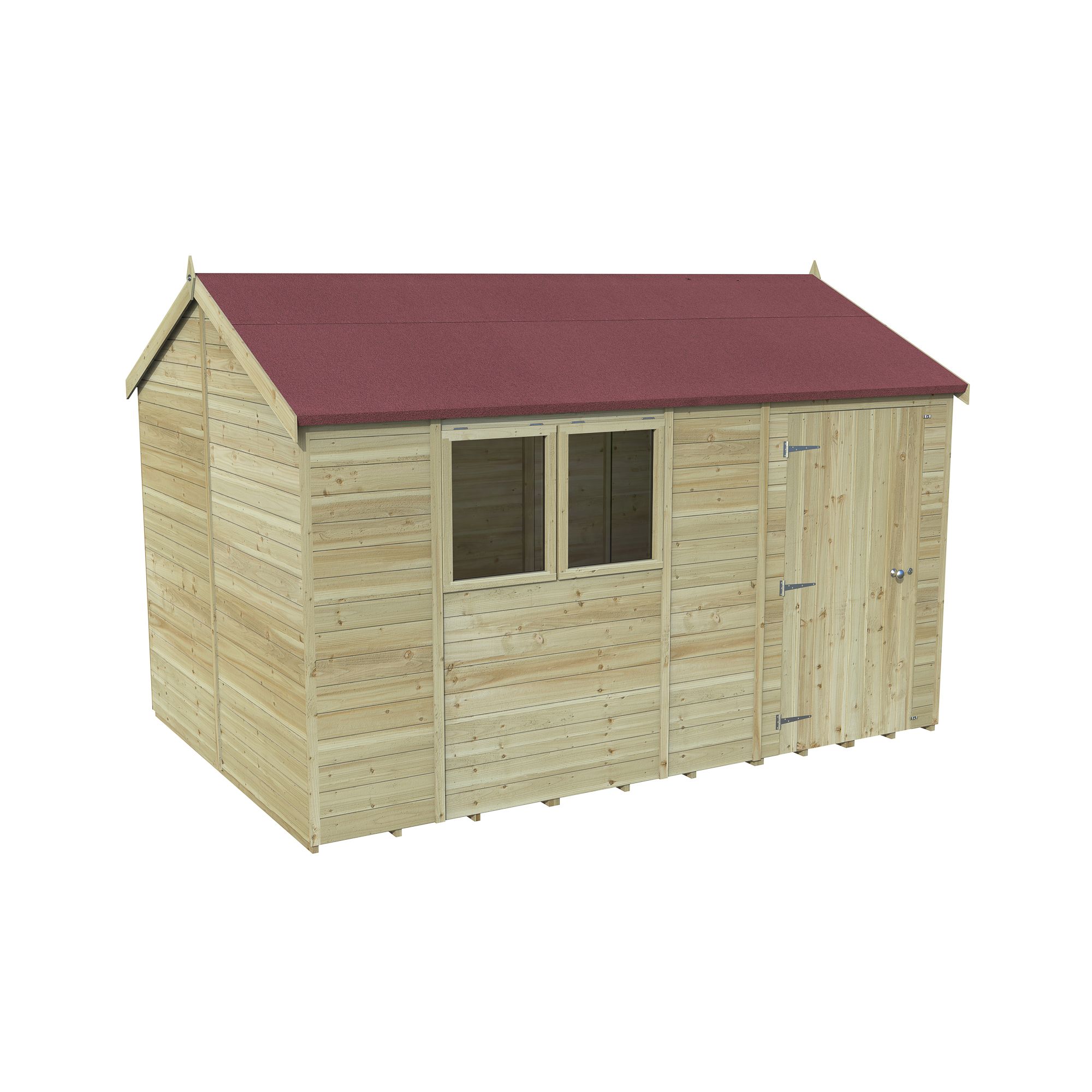 Forest Garden Timberdale 12x8 ft Reverse apex Wooden Shed with floor (Base included) - Assembly service included