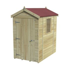 Forest Garden Timberdale 6x4 Apex Pressure treated Tongue & groove Solid wood Shed with floor (Base included) - Assembly service included