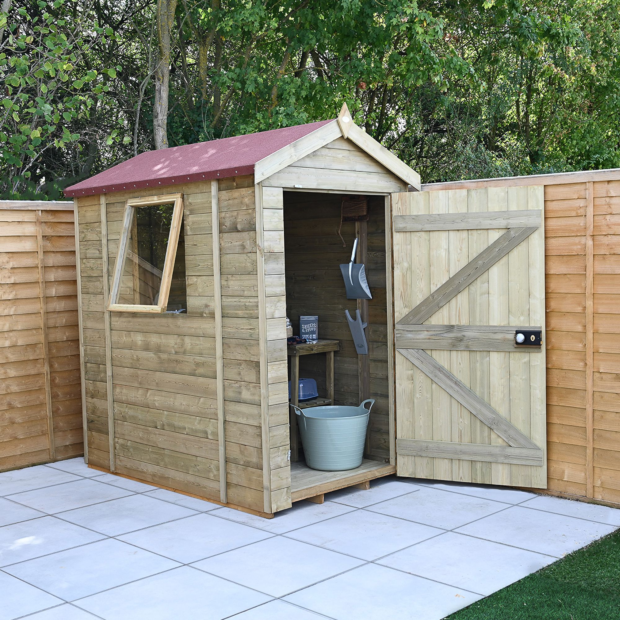 Forest Garden Timberdale 6x4 ft Apex Wooden Shed with floor (Base included) - Assembly service included