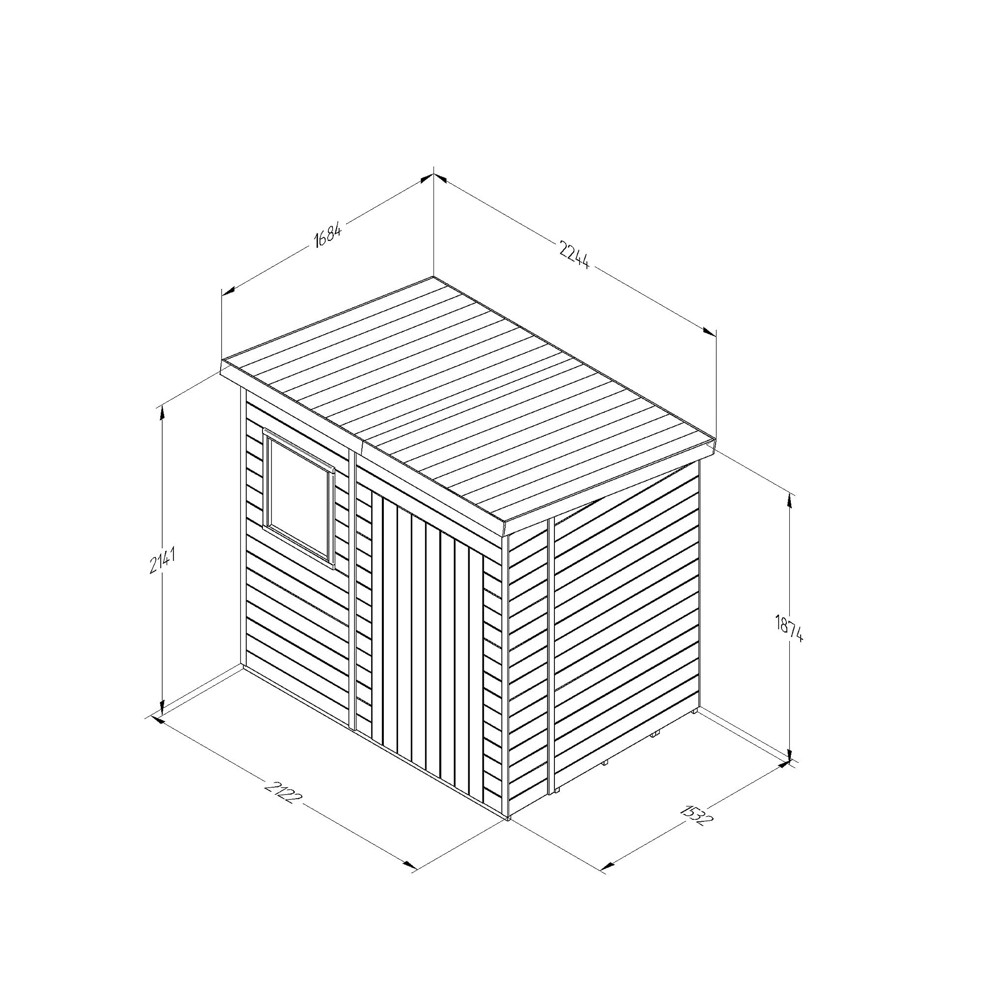 Forest Garden Timberdale 7x5 ft Pent Tongue & groove Wooden Shed with floor