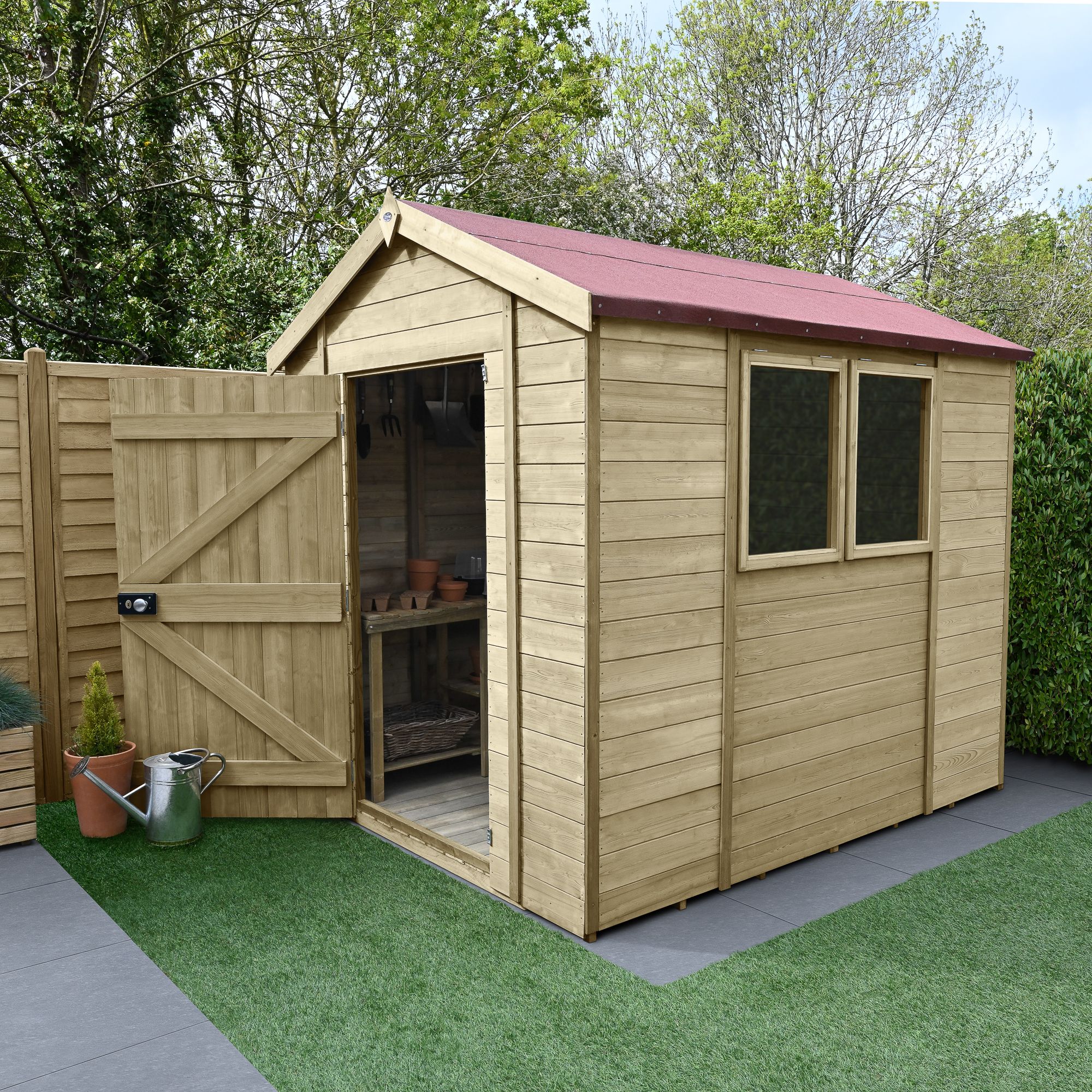 Forest Garden Timberdale 8x6 ft Apex Wooden Shed with floor - Assembly service included